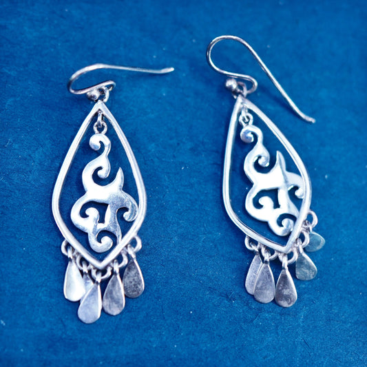 vtg silpada Sterling silver handmade earrings, 925 filigree teardrop dangles