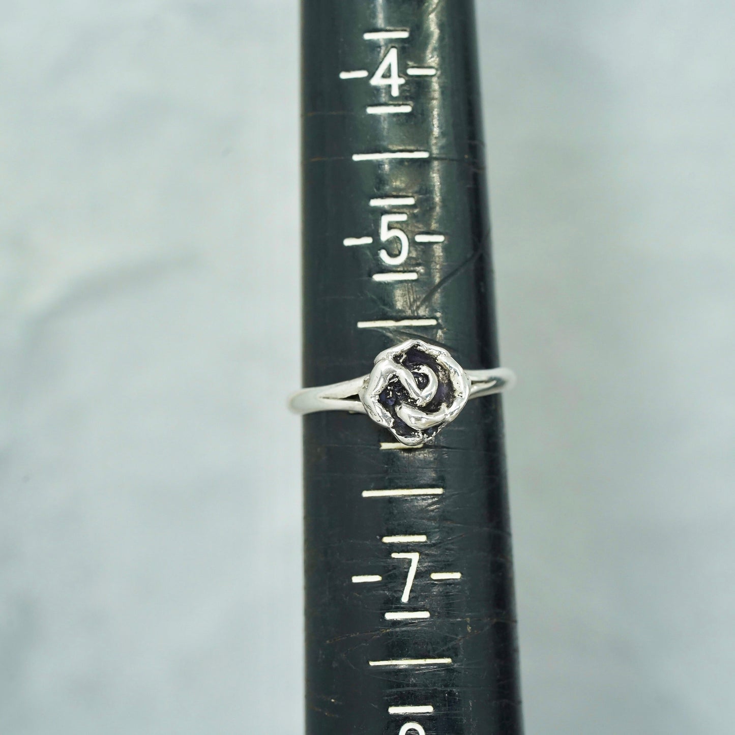 Size 6, vintage Sterling 925 silver handmade rose ring