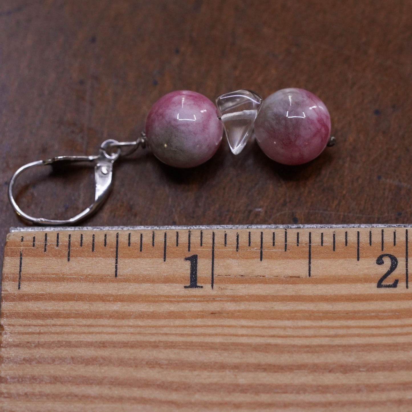 Southwestern sterling silver 925 handmade single earring with pink quartz bead