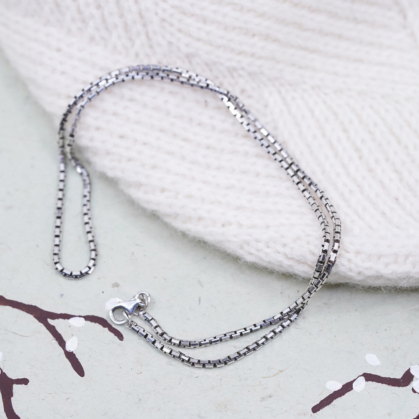 18" 2mm, Vintage sterling silver Italian 925 silver box chain, necklace