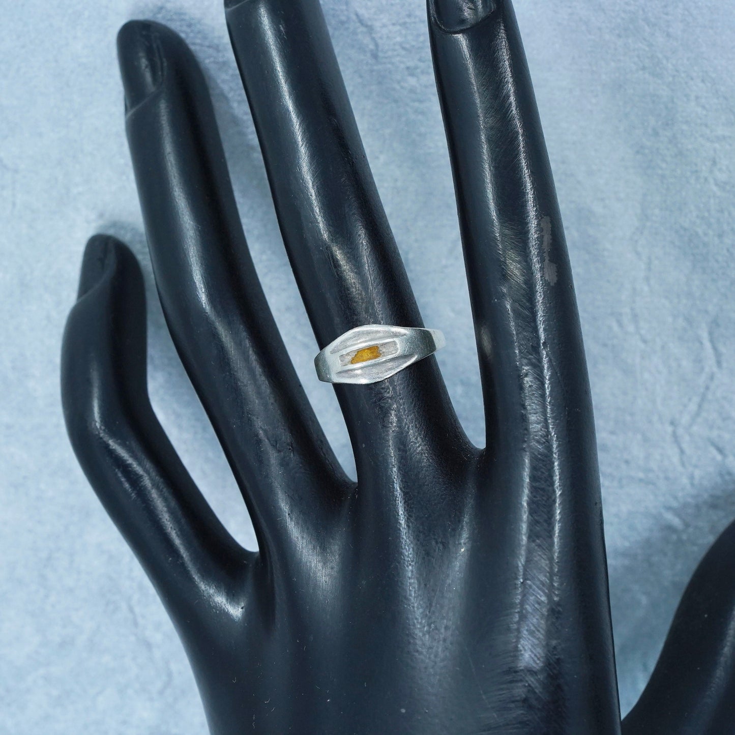Size 6, vintage Sterling 925 silver handmade ribbed ring, band