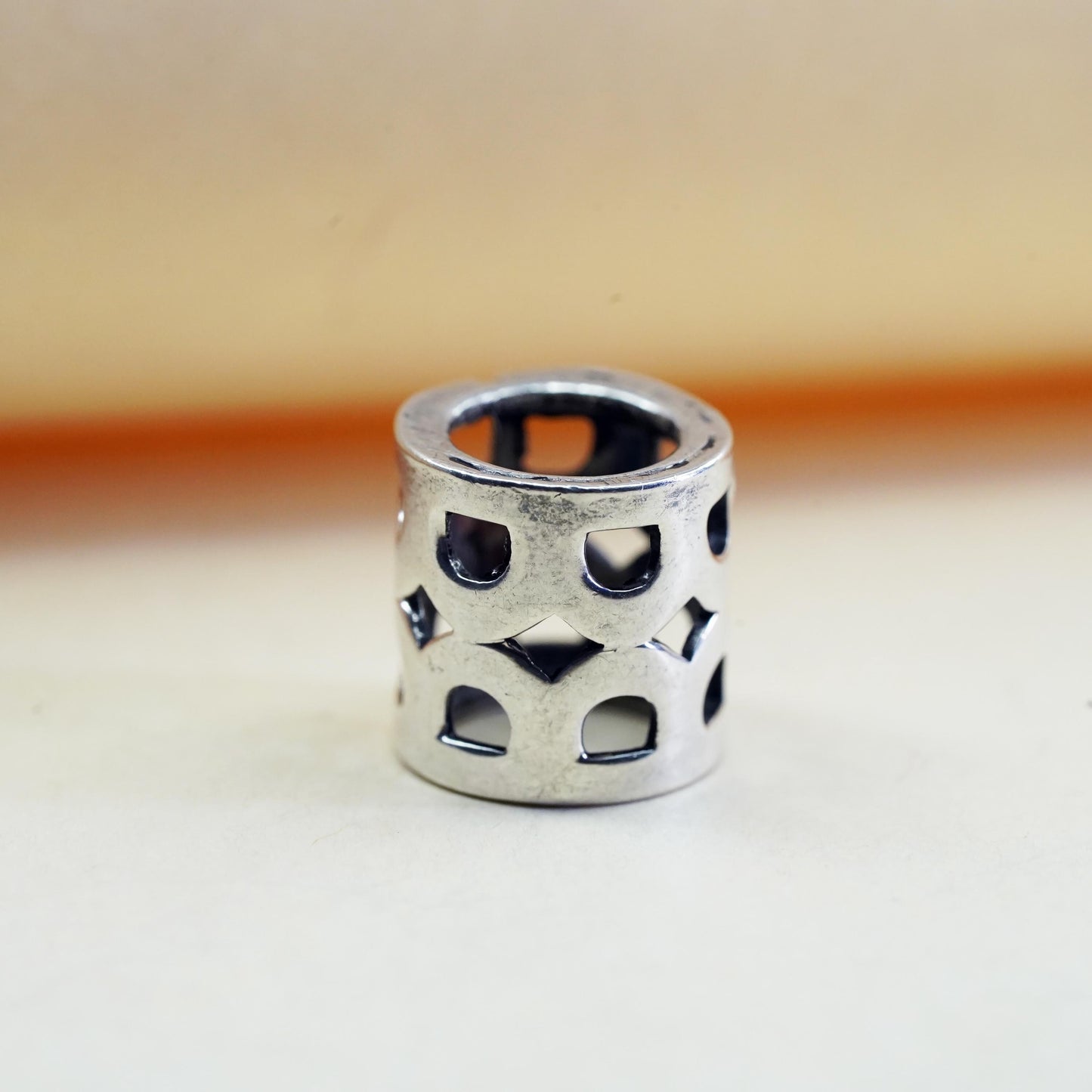 Vintage Sterling silver handmade pendant, 925 slide on bead charm
