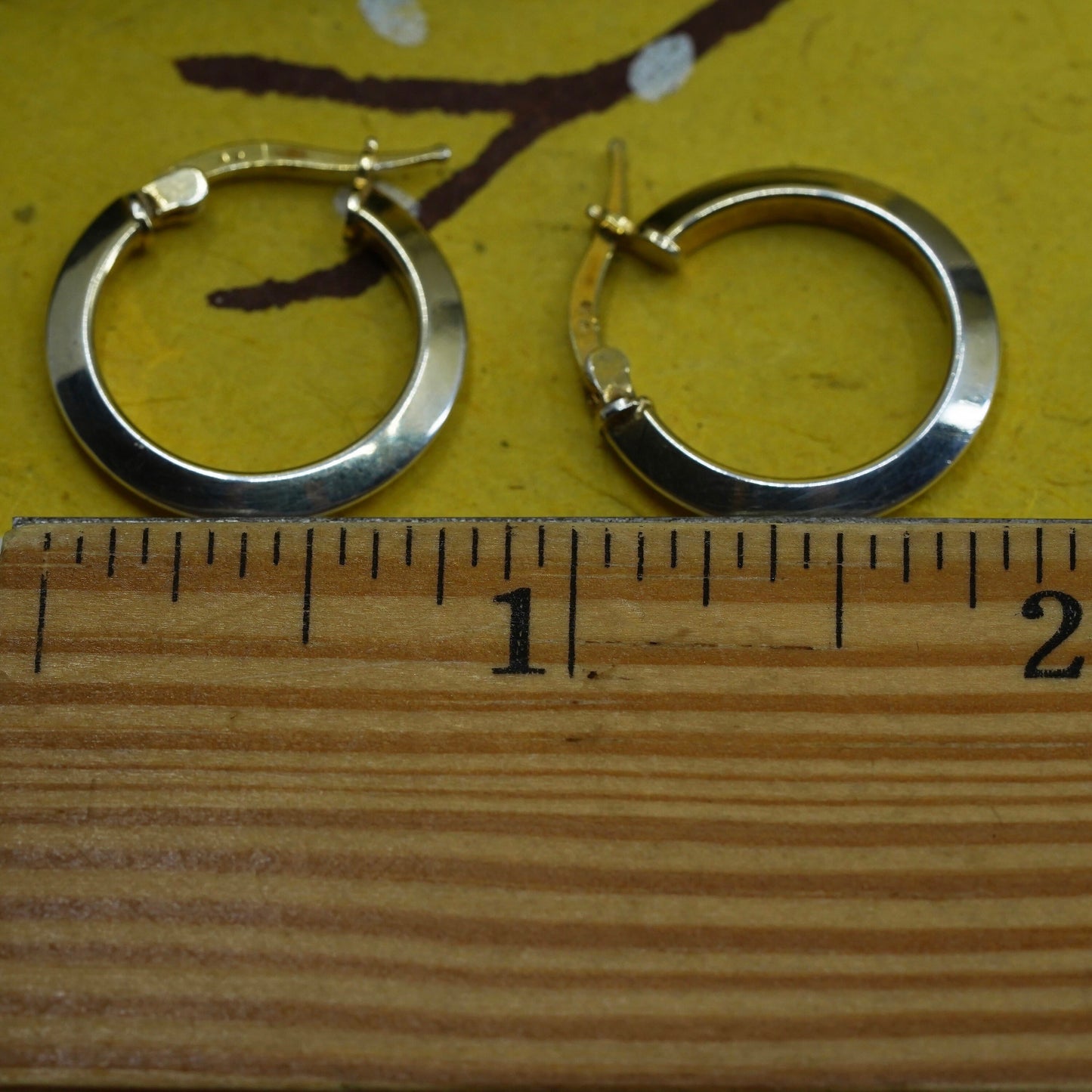 0.75”, Vintage vermeil gold over Sterling silver handmade earrings, 925 hoops