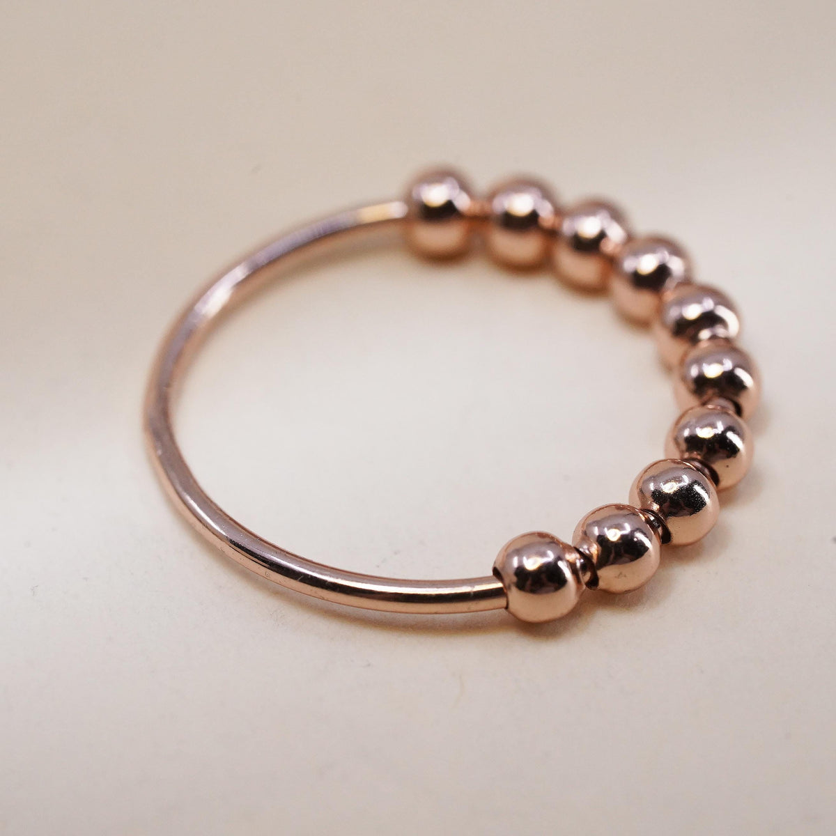 Size 6, vintage rose gold over sterling 925 silver handmade ring, bead band