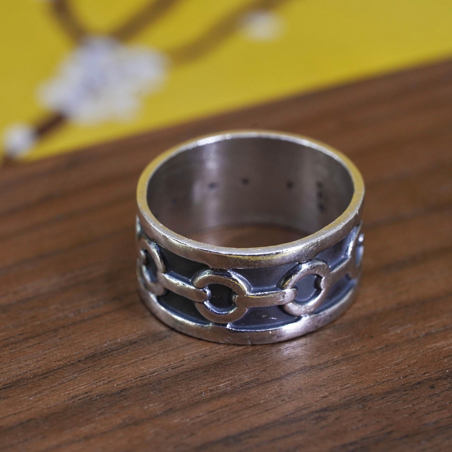 Size 11.5, vintage Sterling silver handmade ring, Hopi 925 textured band