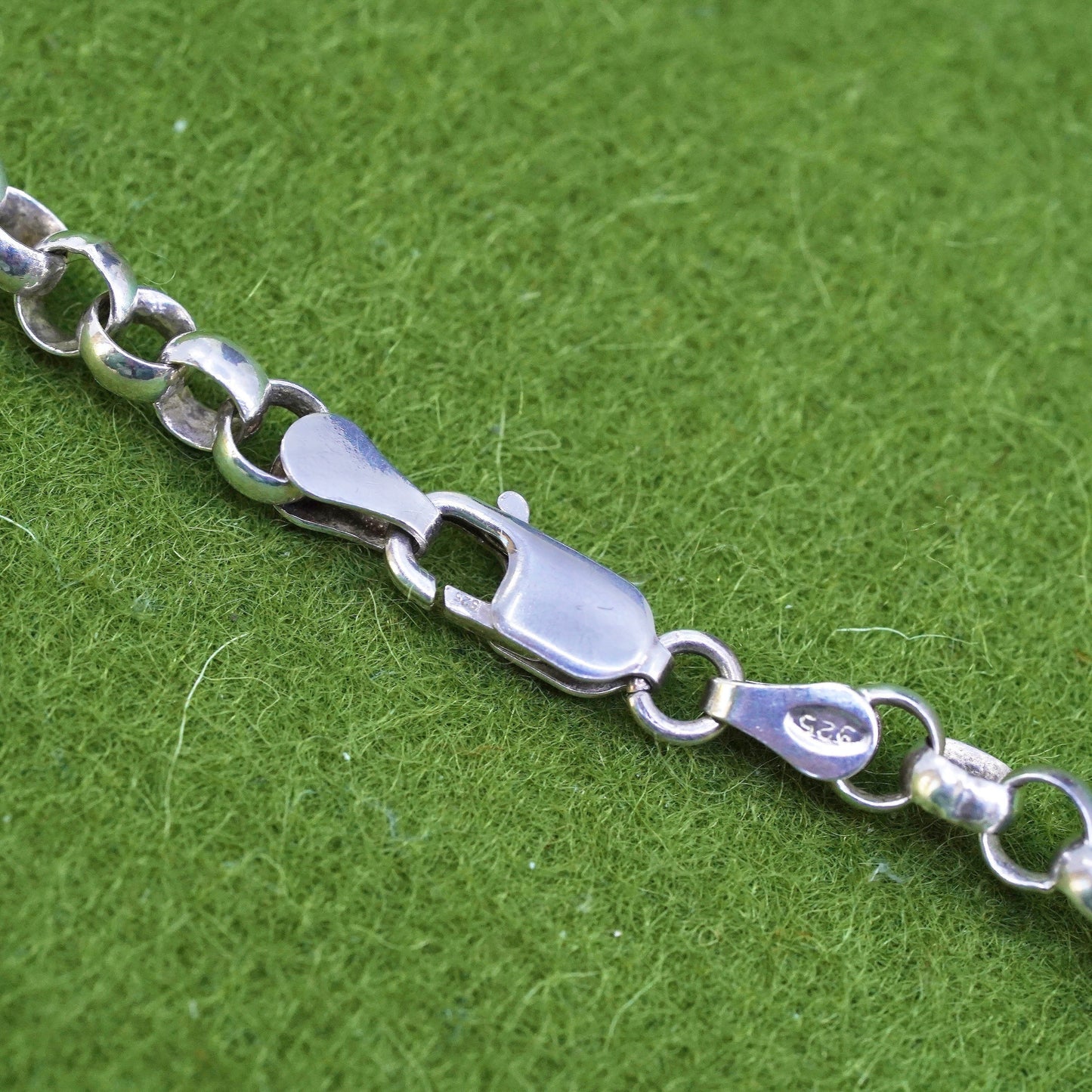 20" 5mm, vintage sterling silver handmade necklace, 925 bold circle link chain