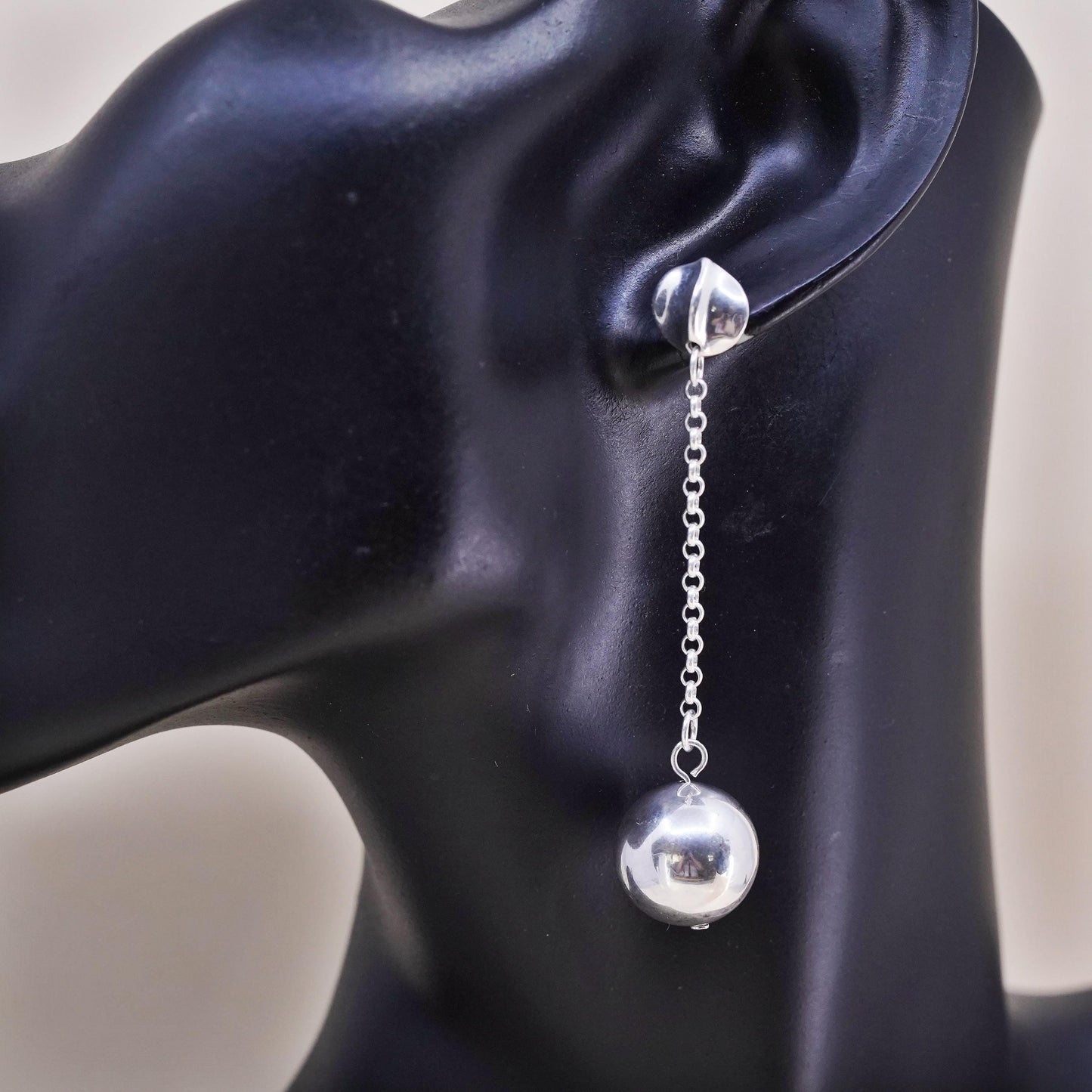 Robert Lee Morris Sterling 925 Silver RLM STUDIO Shiny drop ball single earring