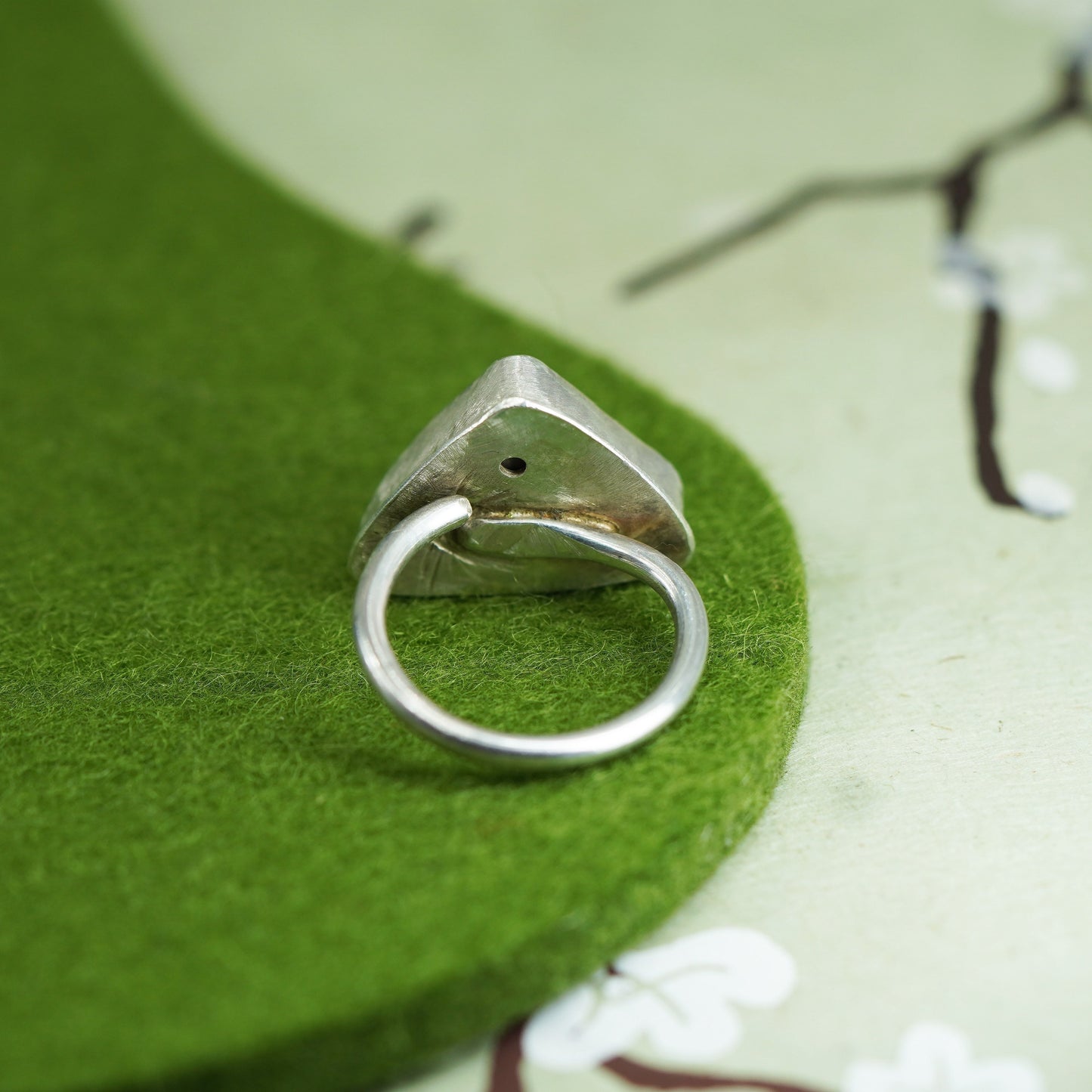 Size 6.25, Native American sterling silver ring, 925 ring triangular turquoise