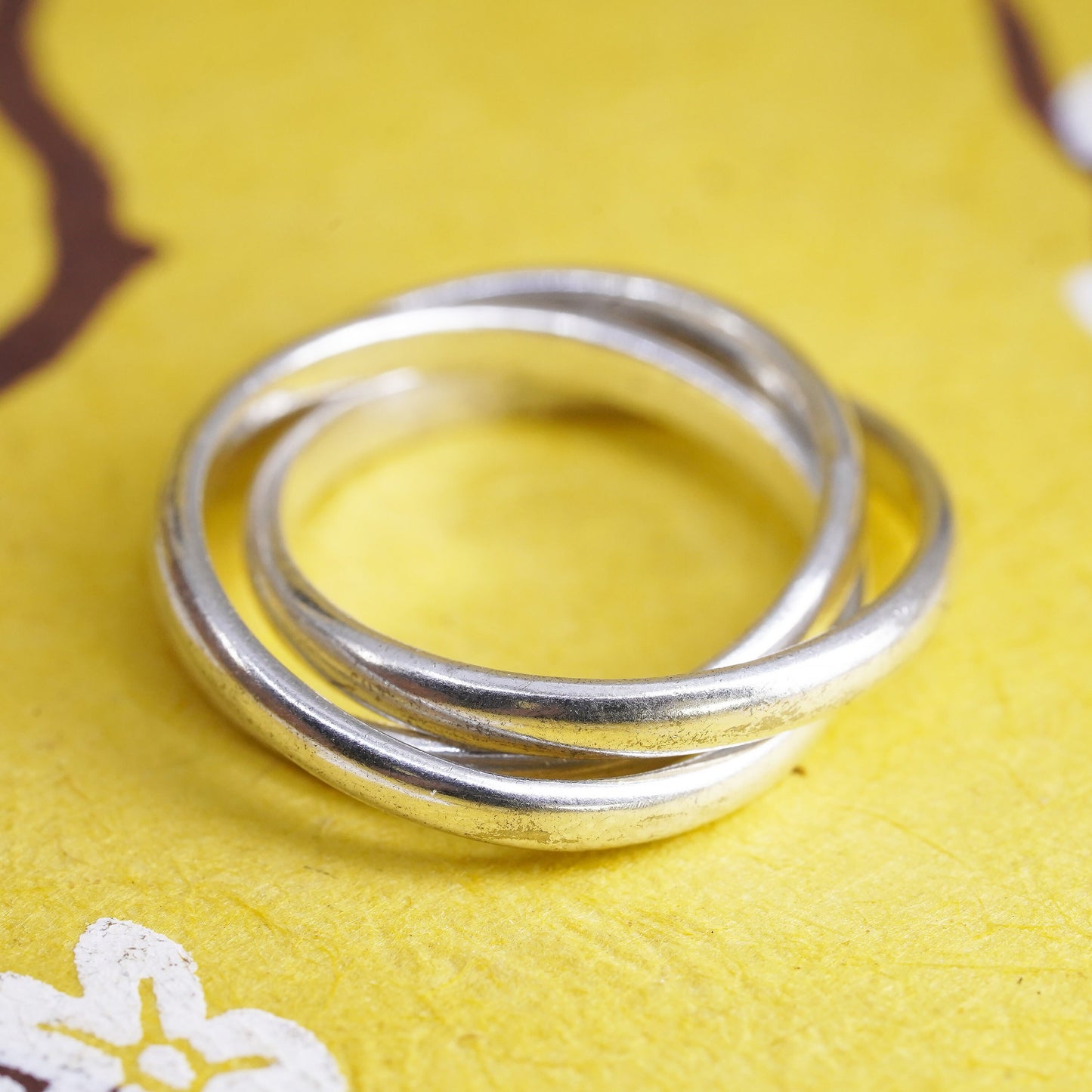 size 8, vintage Sterling silver handmade ring, 925 entwined band