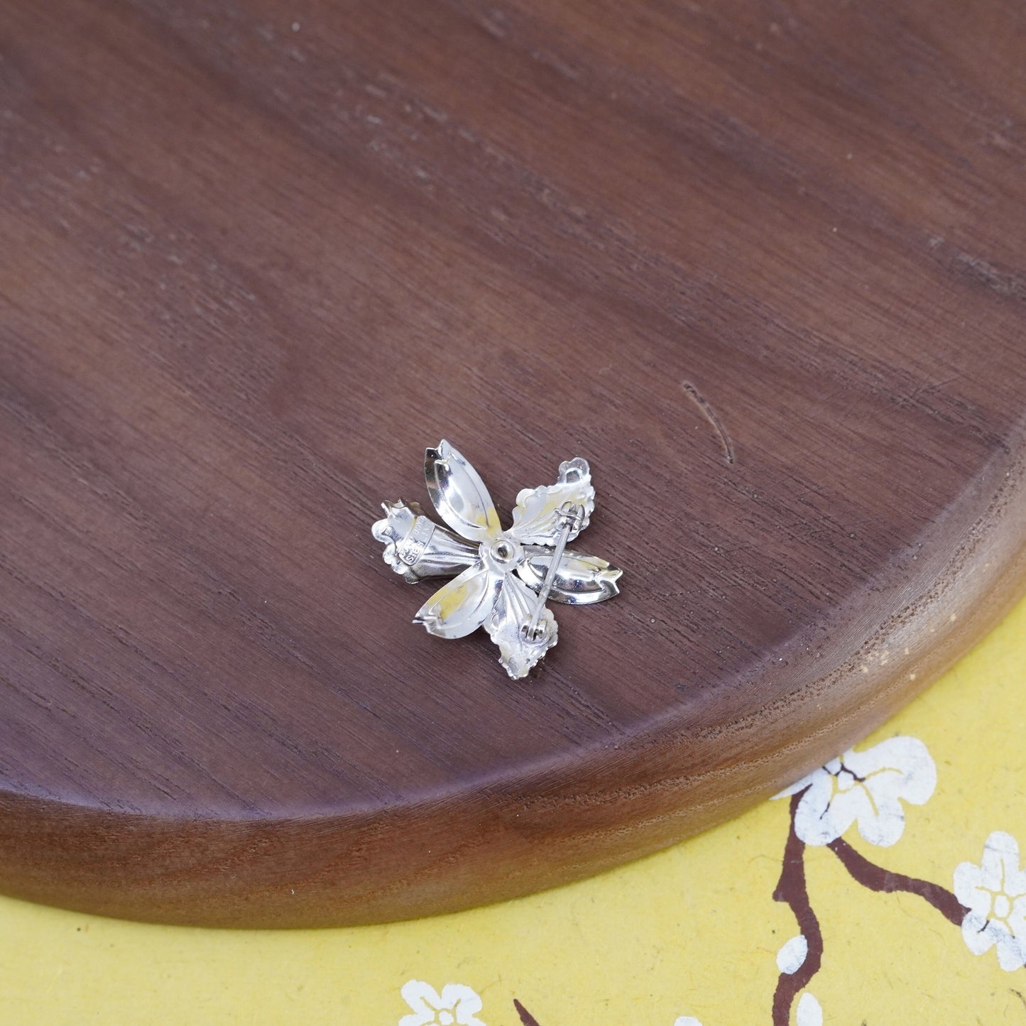 Vintage Bond Boyd handmade sterling 925 silver orchid flower brooch