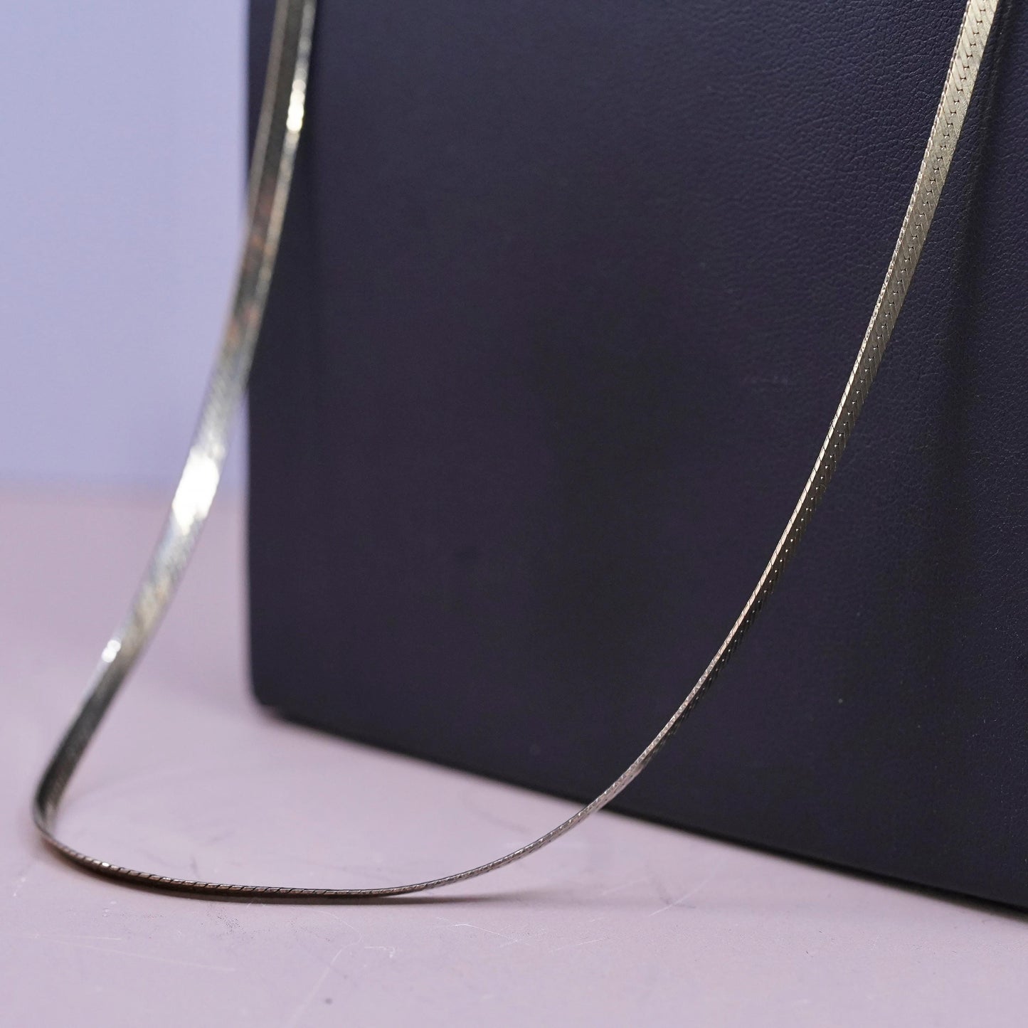 30", Italian vermeil gold over Sterling silver necklace, 925 herringbone chain