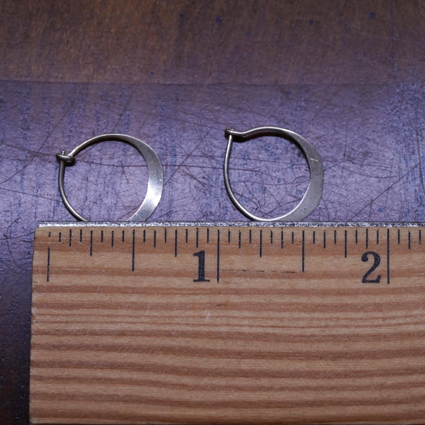 0.5”, Vintage Sterling 925 silver handmade earrings, 925 flatten hoops