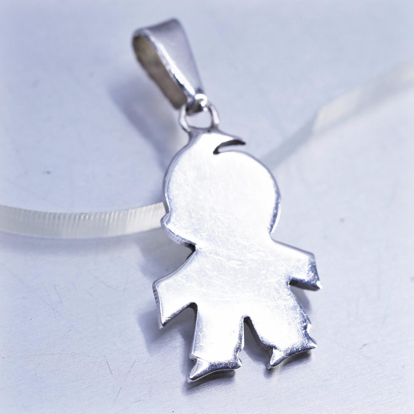 Vintage Mexican sterling 925 silver handmade boy tag pendant charm