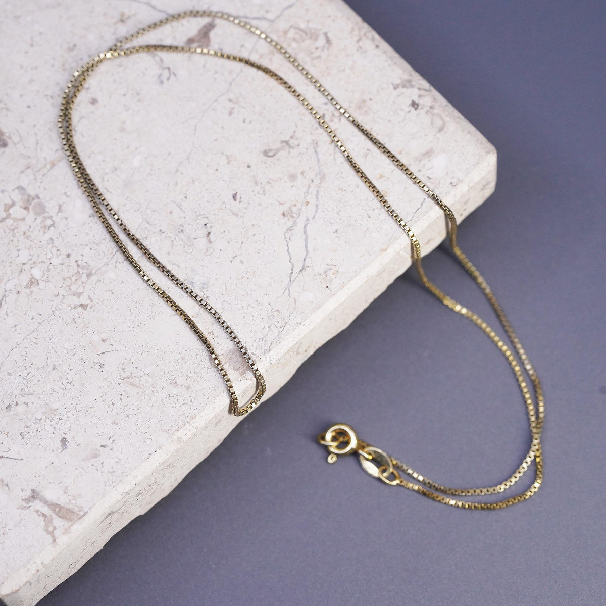 18" 1mm, vintage Danecraft Sterling silver necklace, rose gold over 925 silver box chain