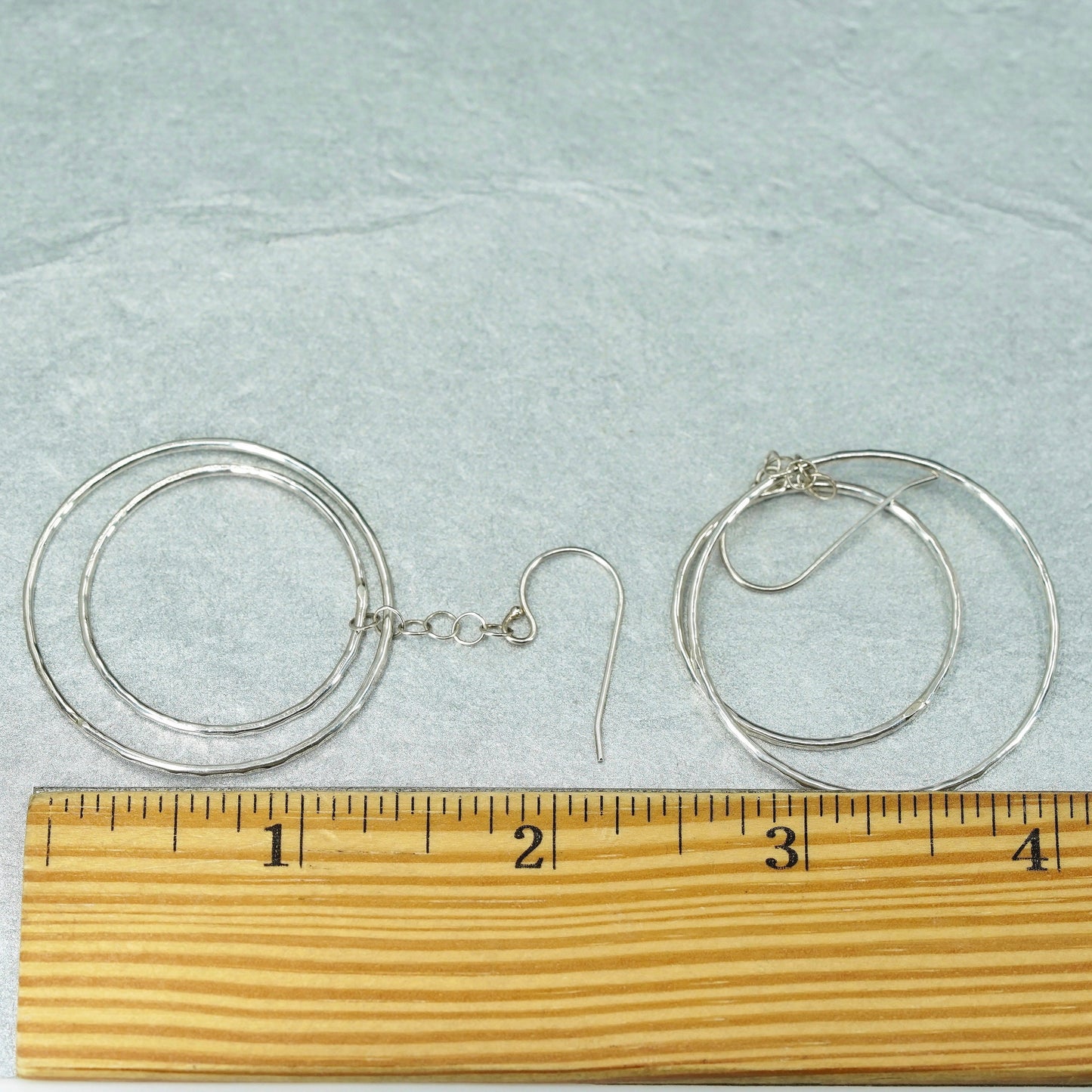 Vintage Sterling 925 silver handmade hammered circle earrings