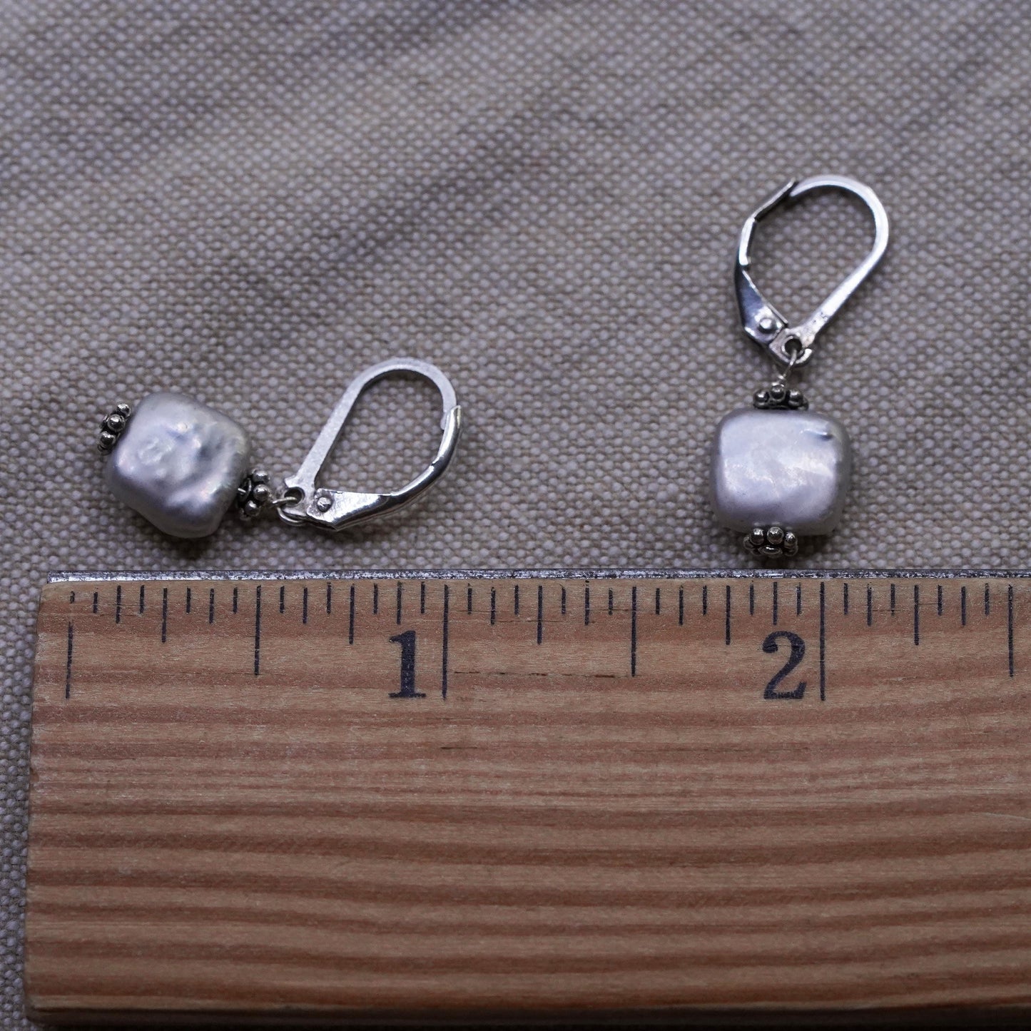 Vintage Sterling 925 silver handmade earrings pearl drops