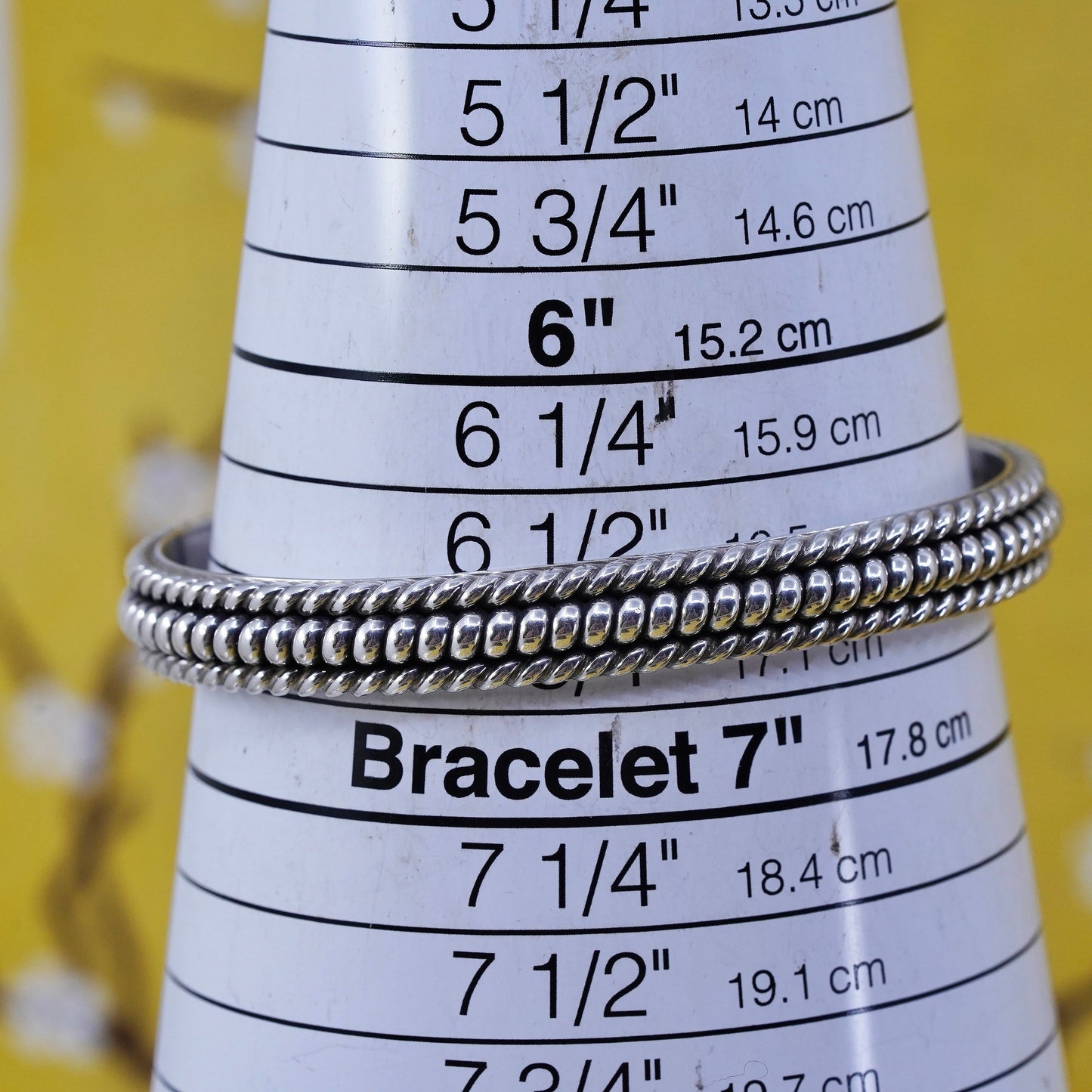 6.75", Vintage Sterling silver handmade bracelet, 925 braided woven cable cuff