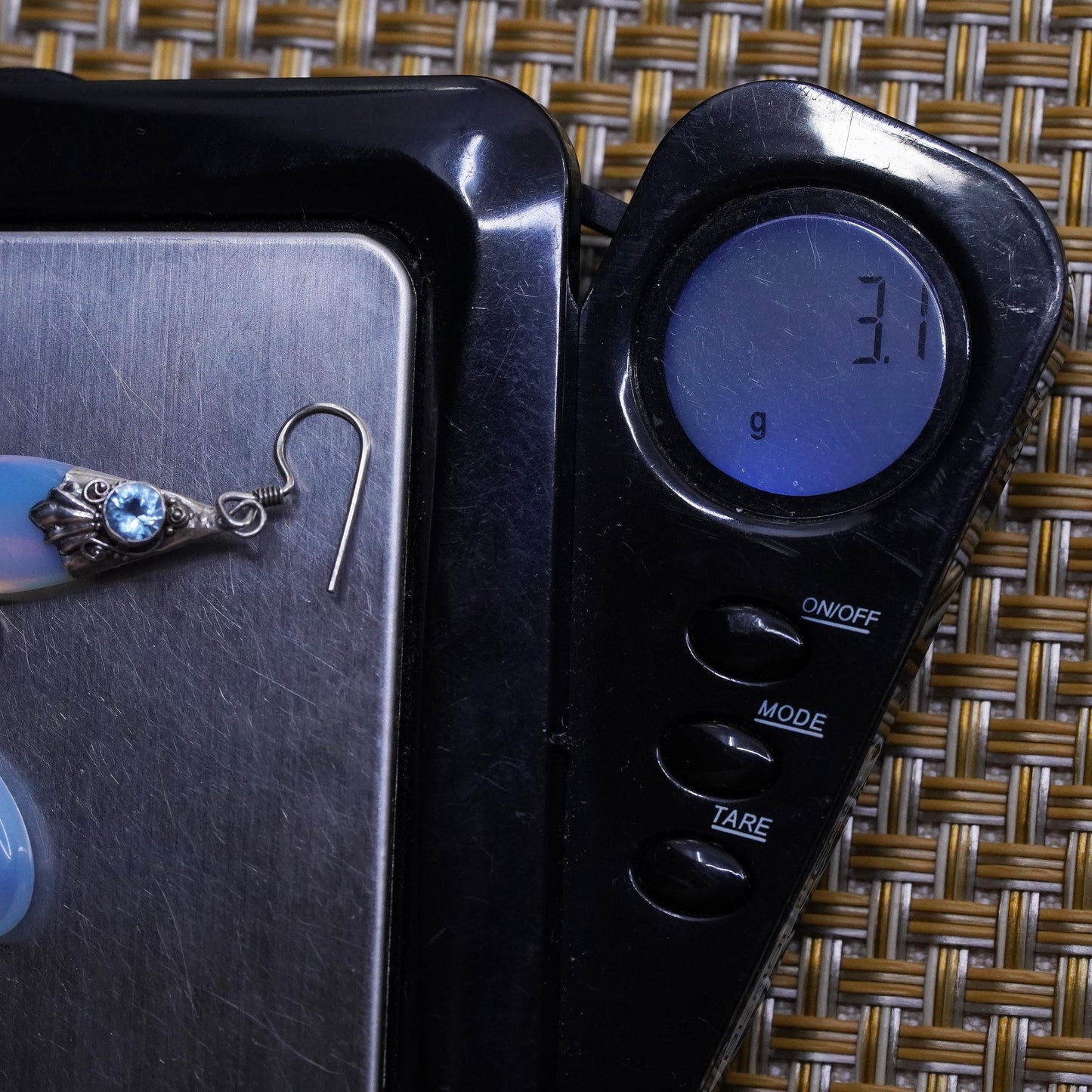 Vintage Sterling 925 silver handmade earrings with teardrop moonstone and topaz