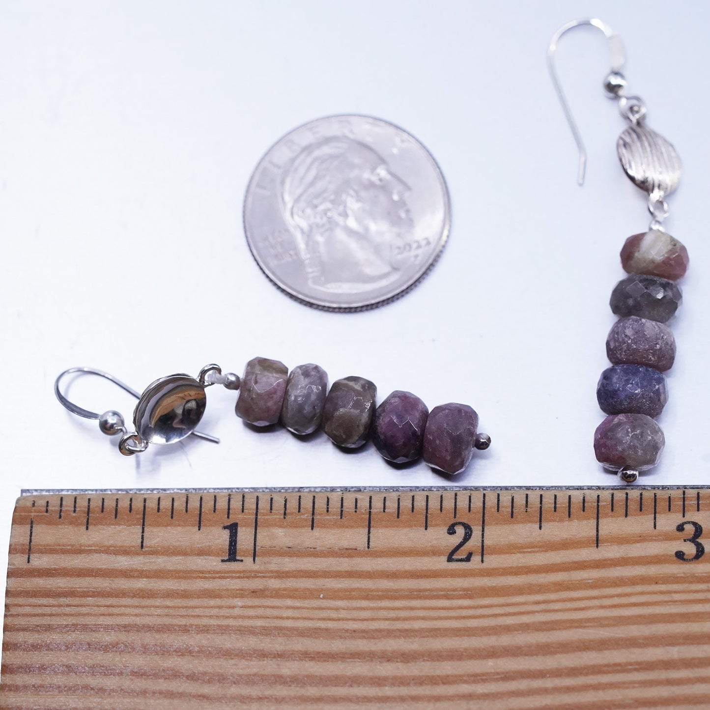 Vintage DTR Jay King Sterling 925 silver shell earrings with agate beads