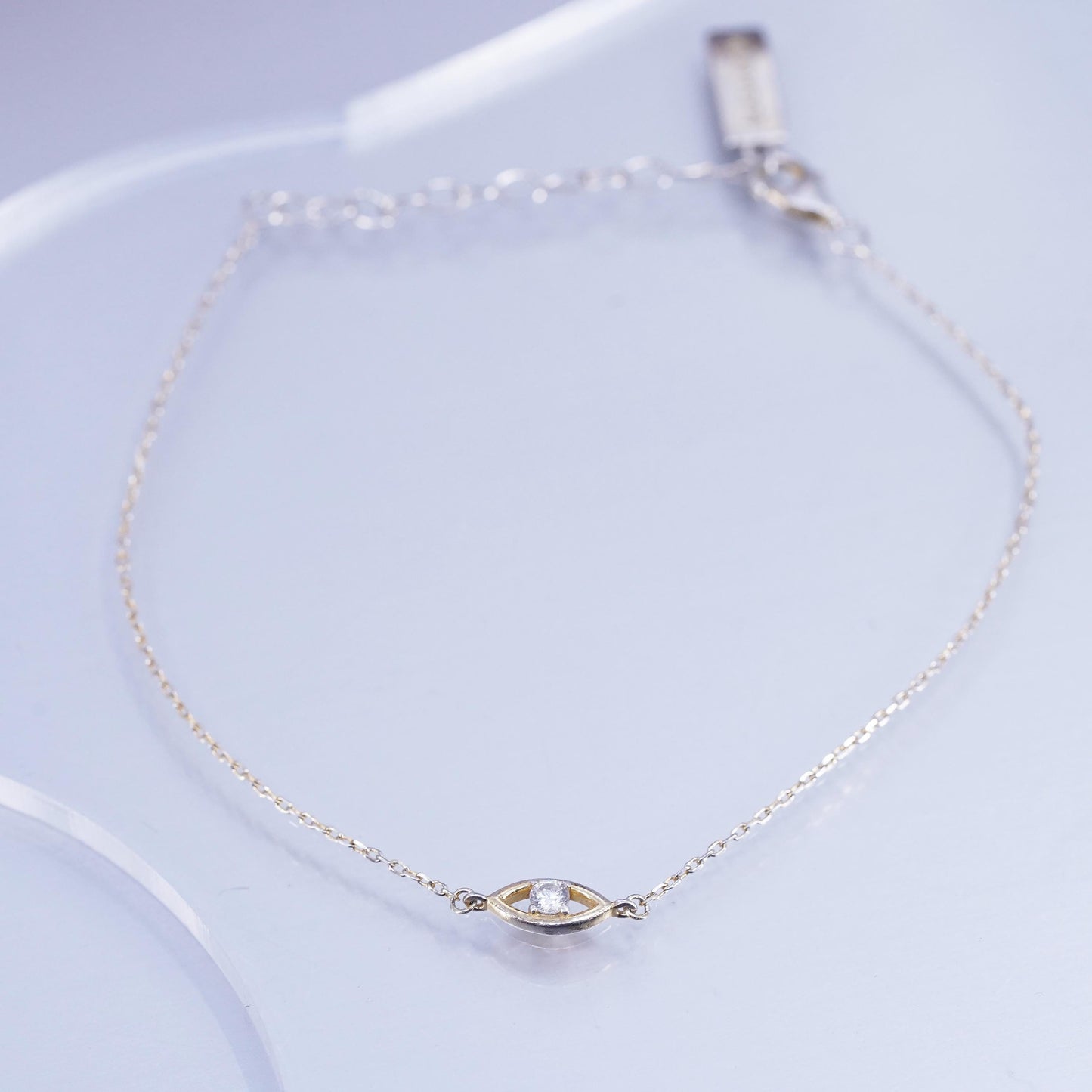 8+1”, Sugerfix vermeil gold Sterling 925 silver bracelet, anklet evil eye charm