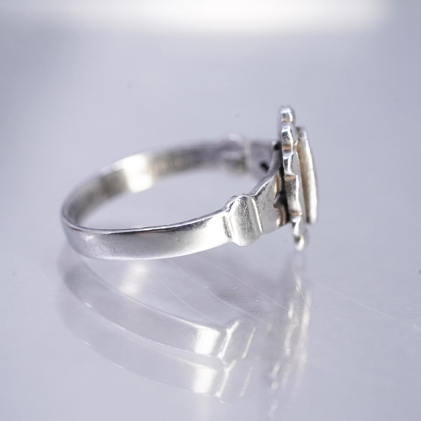 sz 5, Native American navajo Bell trading post Sterling 925 silver ring abalone