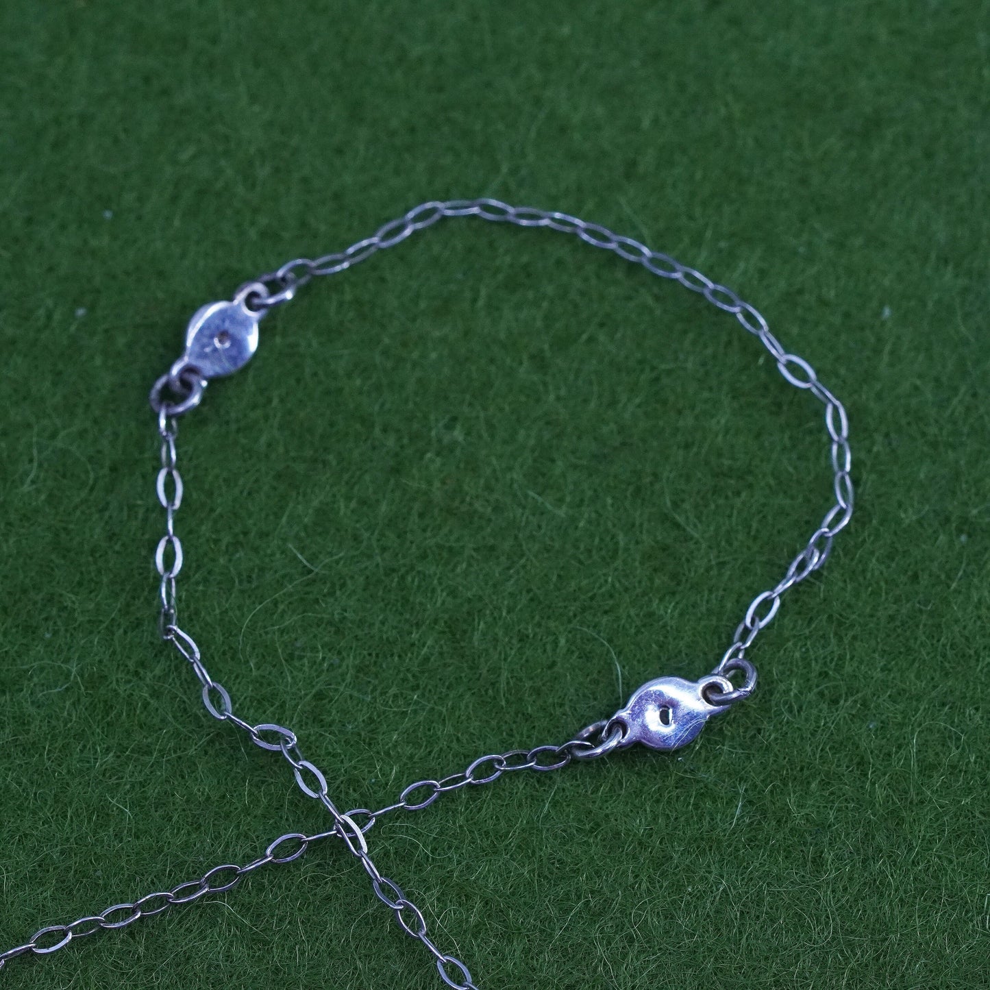 20", VTG sterling silver circle link chain with genuine diamond, 925 necklace