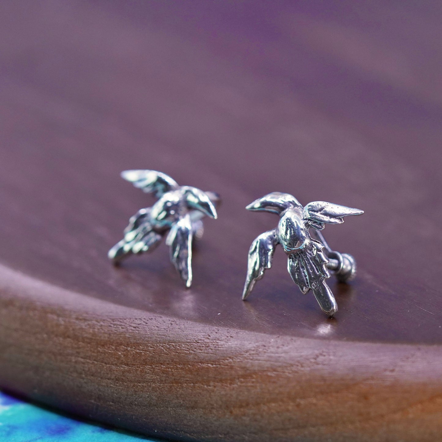 Vintage taxco Sterling silver screw back earrings, 925 dandelion