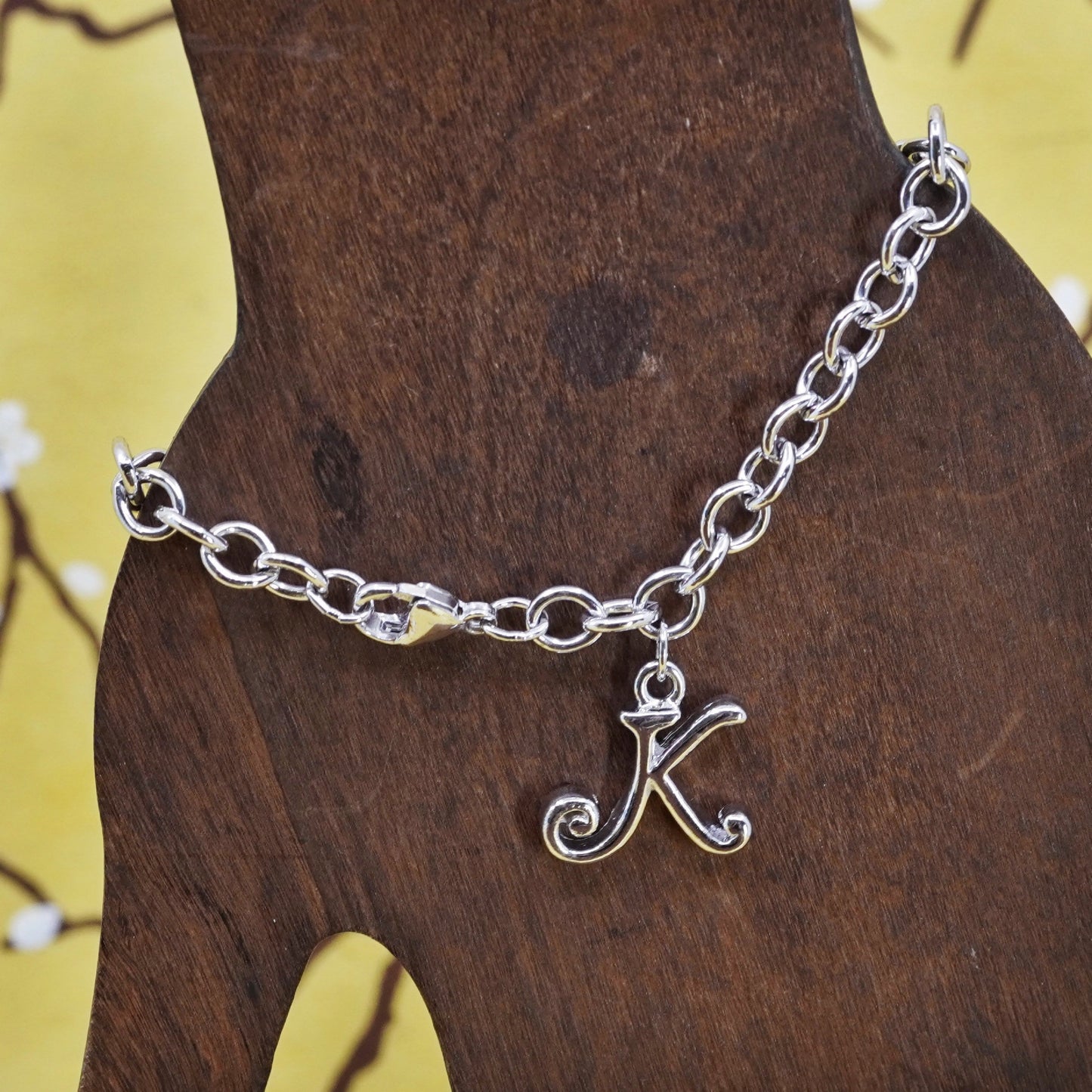 7” Prochain Sterling silver handmade charm bracelet, 925 bold circle link chain