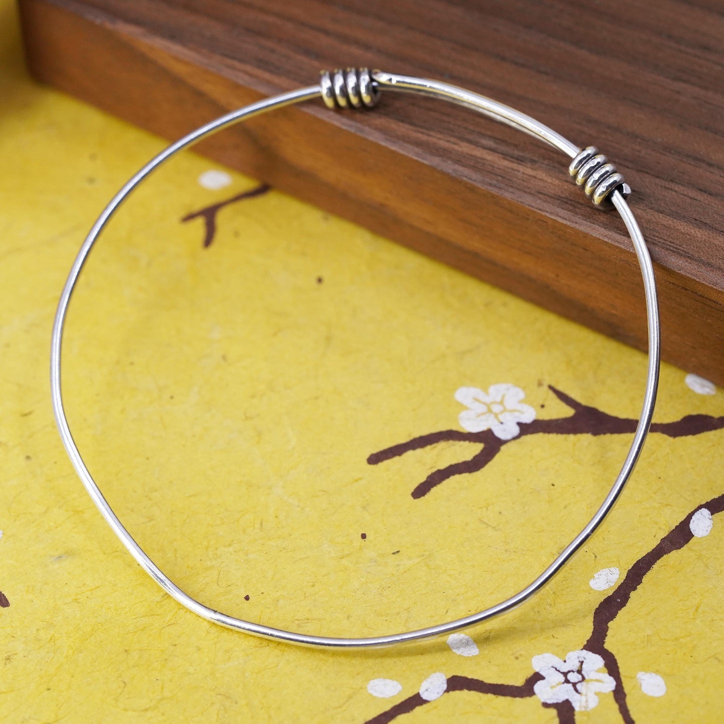 size adjustable, VTG Sterling silver handmade stackable bracelet, 925 bangle