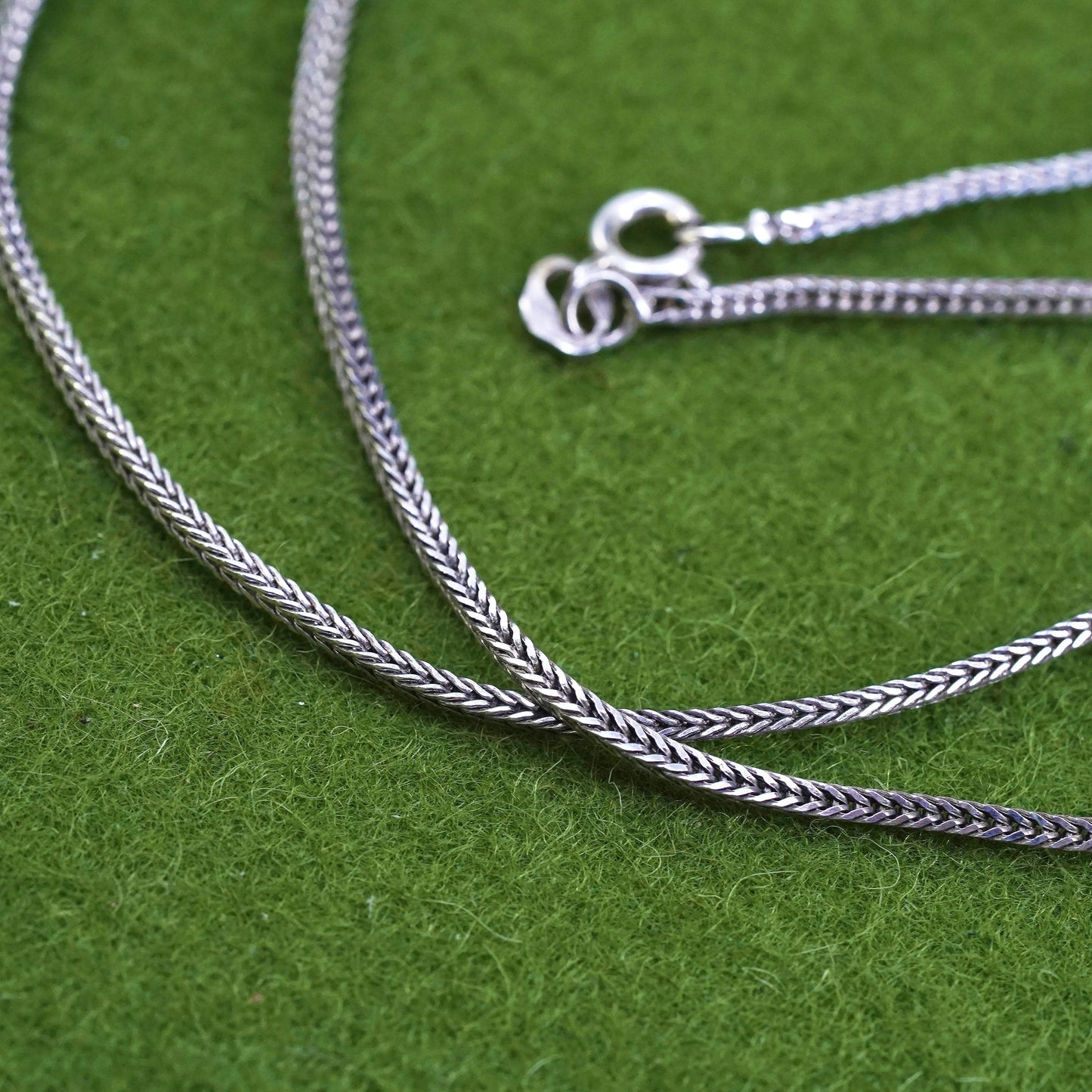 18", 2mm, vintage Sterling silver necklace, bold 925 Wheat chain