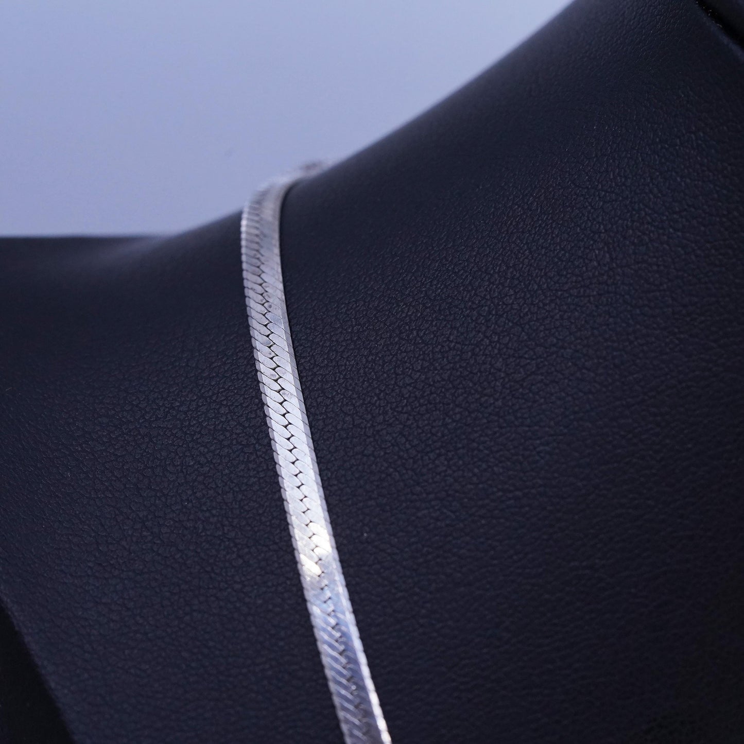 18” 3mm, vintage Italian Sterling 925 silver herringbone chain necklace