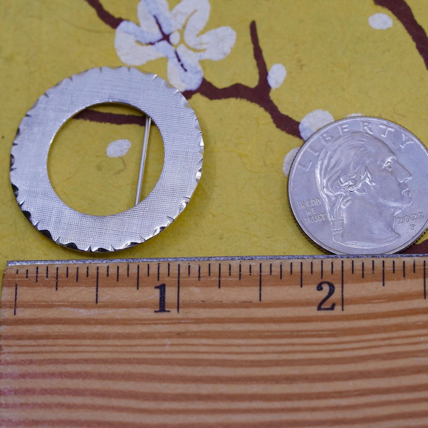 Vintage handmade sterling 925 silver wreath brooch, Christmas gift