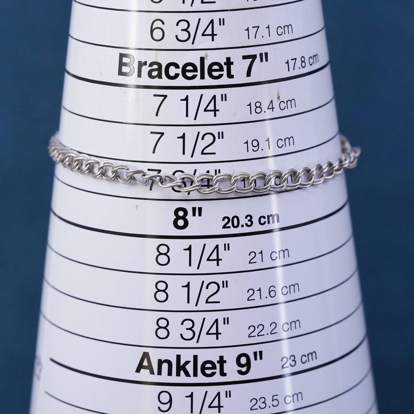 7.75", Sterling silver handmade charm bracelet, 925 double curb link chain