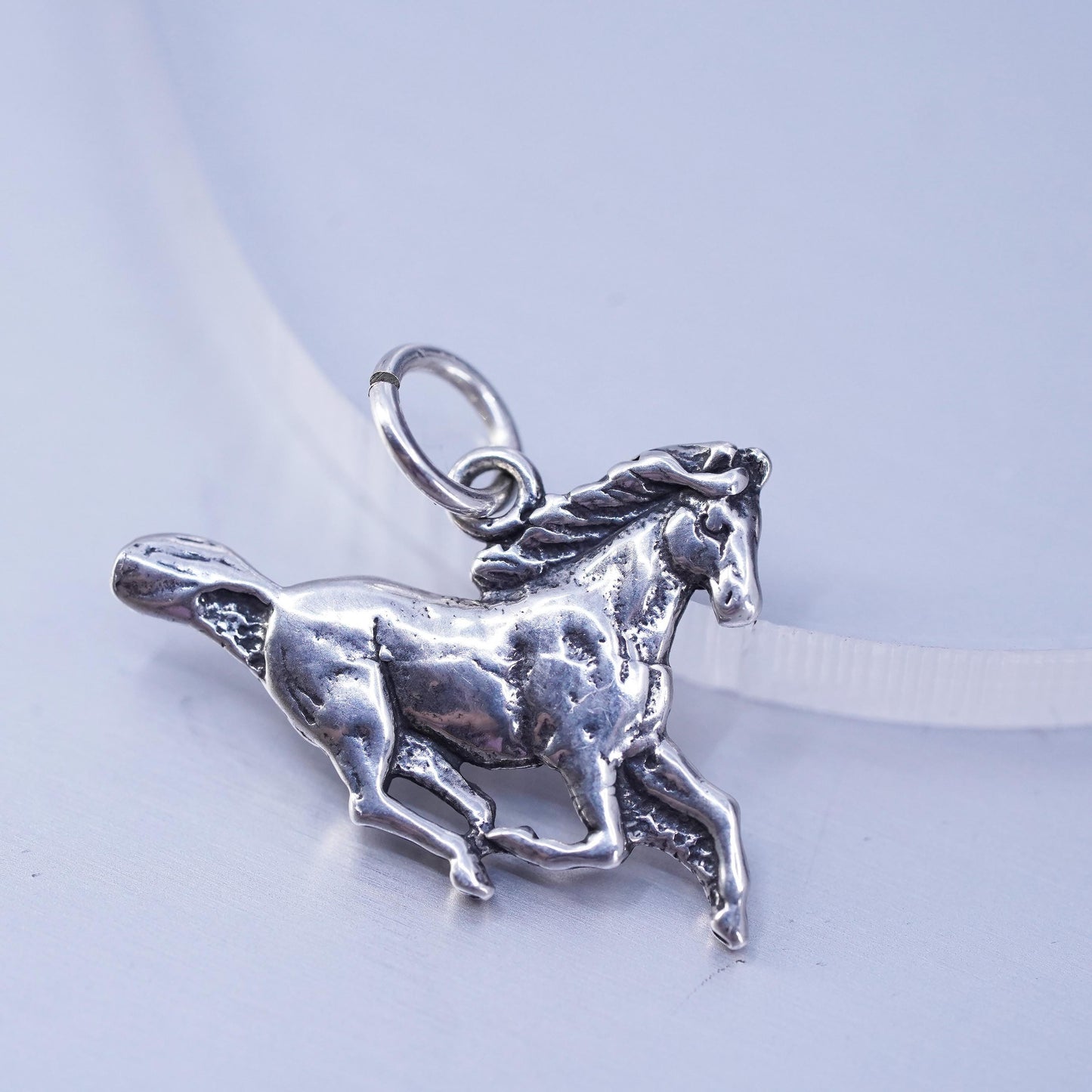 Vintage Sterling silver handmade simple 925 running horse