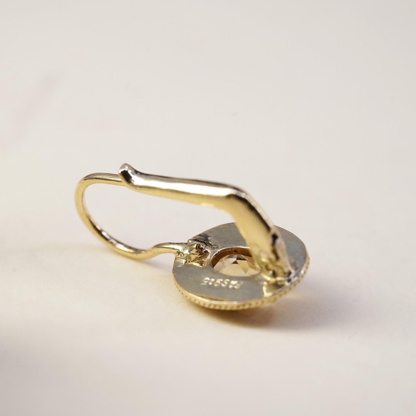 vermeil gold over sterling silver 925 single oval citrine earring lever back
