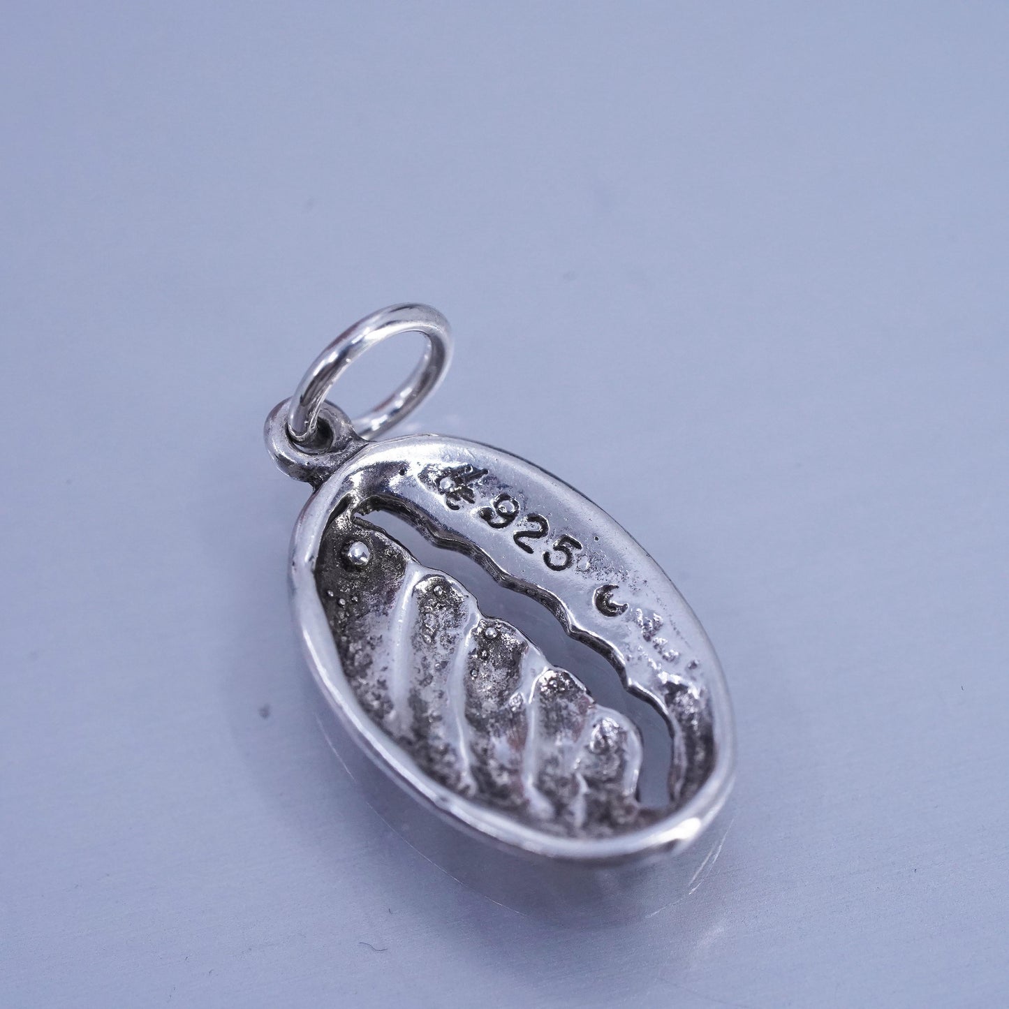 Vintage sterling 925 silver handmade oval wave charm pendant
