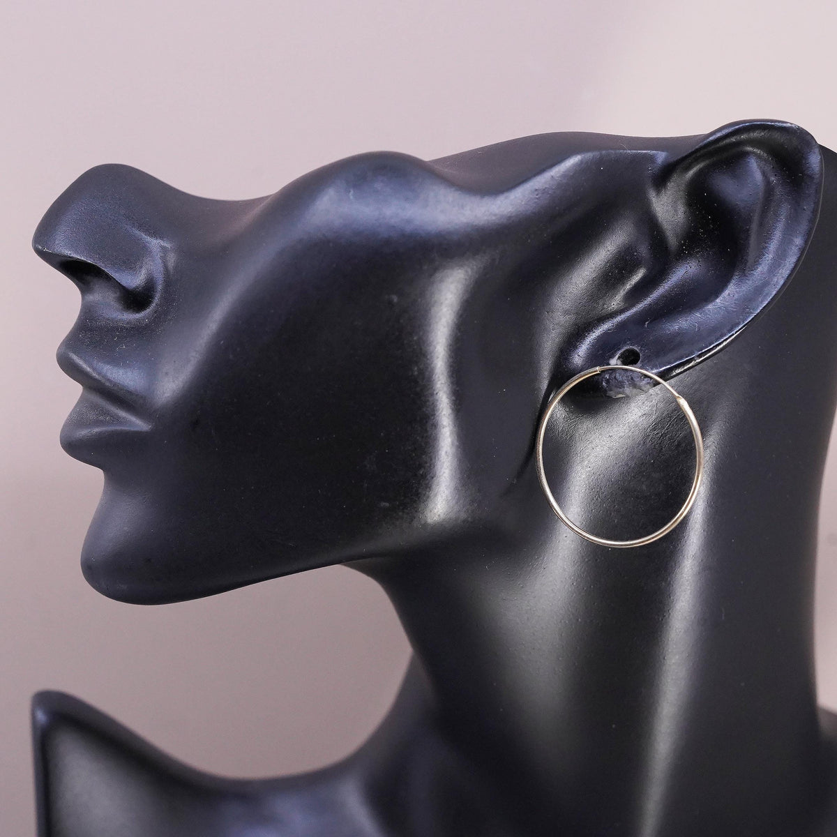 1.25", vintage vermeil gold over Sterling silver earrings, 925 thin hoops