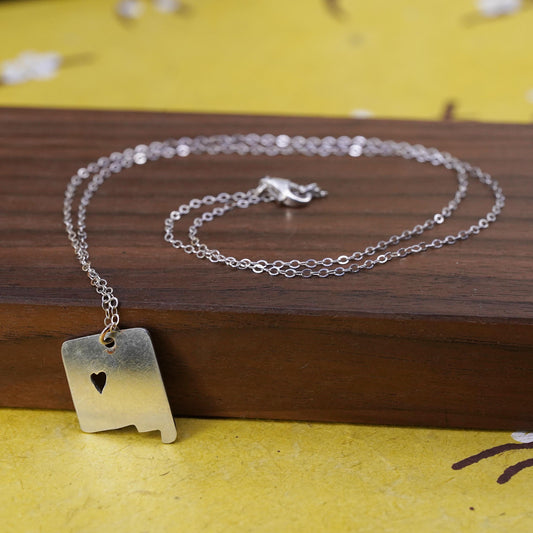 18", Sterling silver necklace, 925 flatten circle chain with tag heart pendant