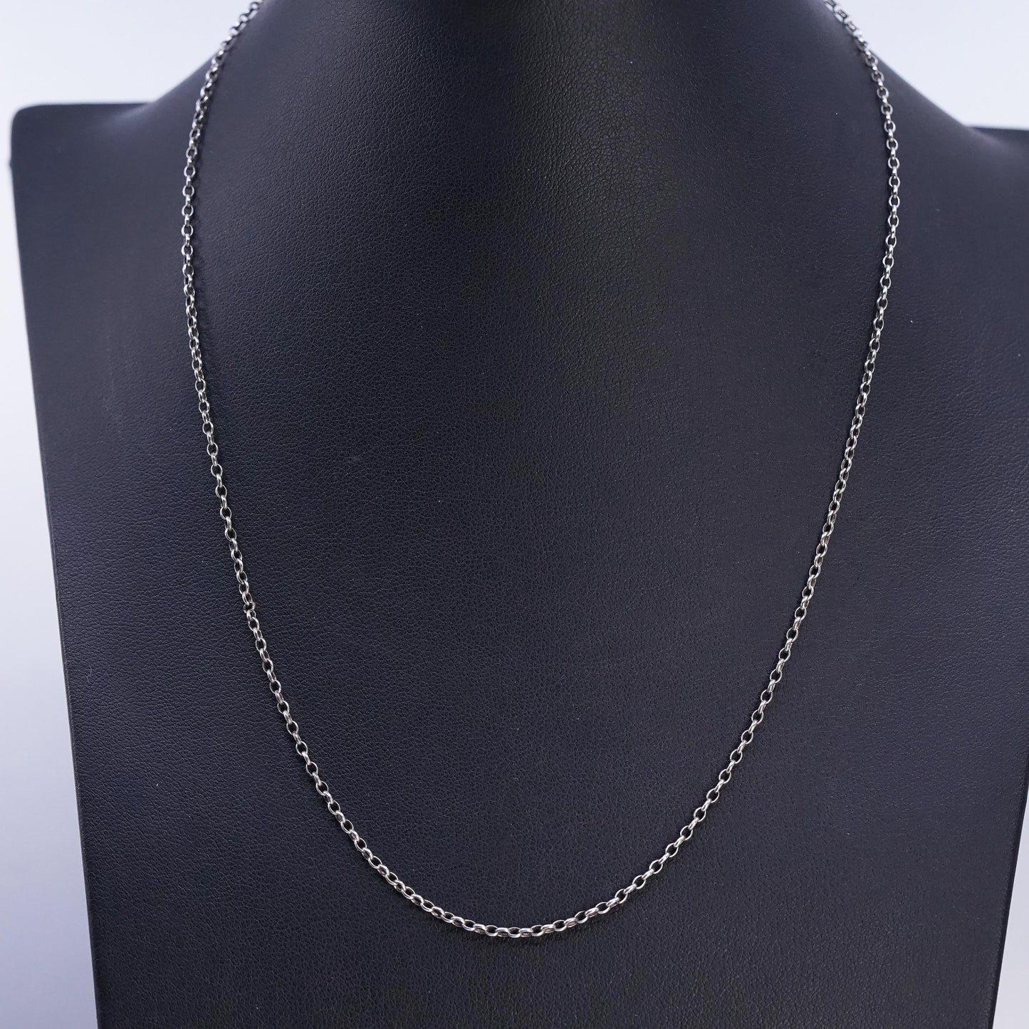 18" 2mm, vintage Sterling 925 silver circle chain necklace