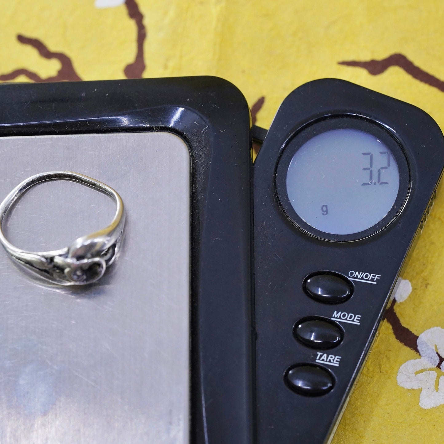 Size 6.75, sterling 925 silver handmade Freeform floral ring