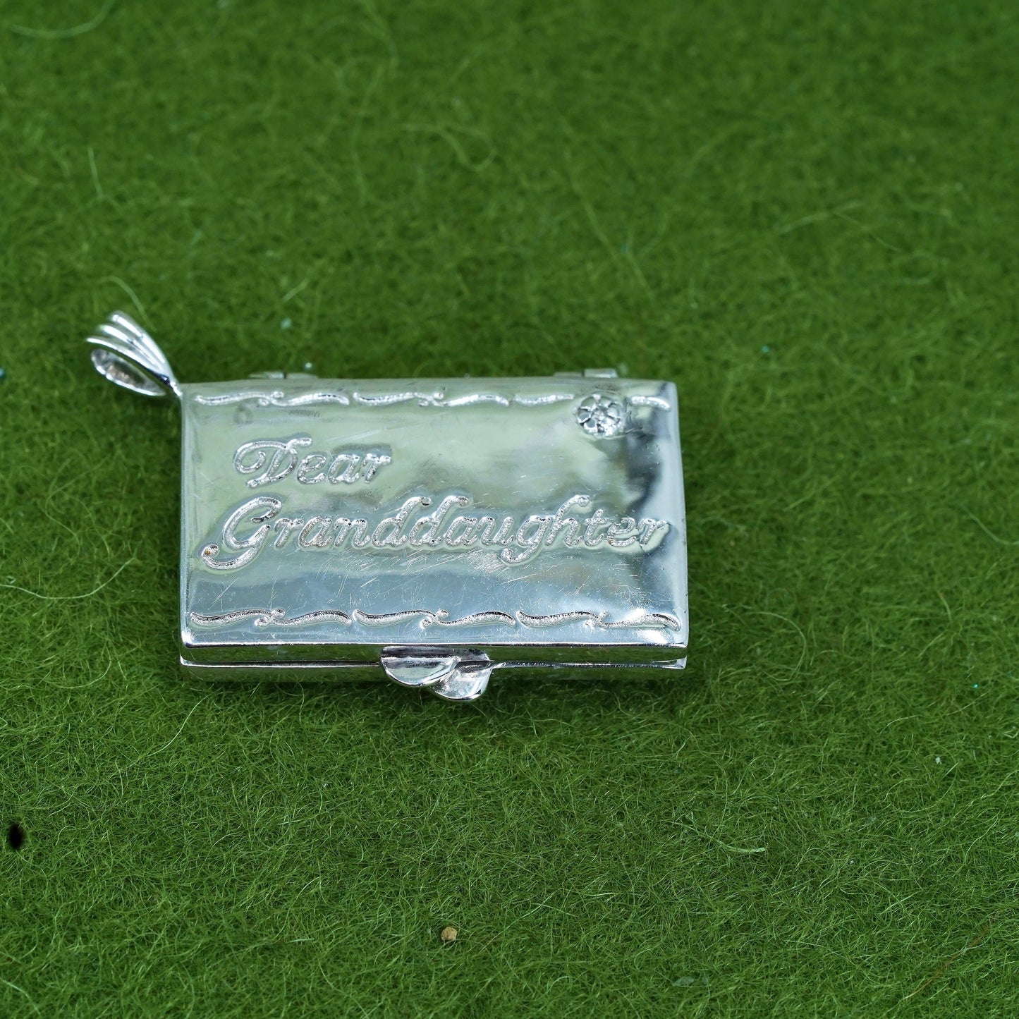 two tone sterling silver heart charm, 925 daughter love letter diamond heart