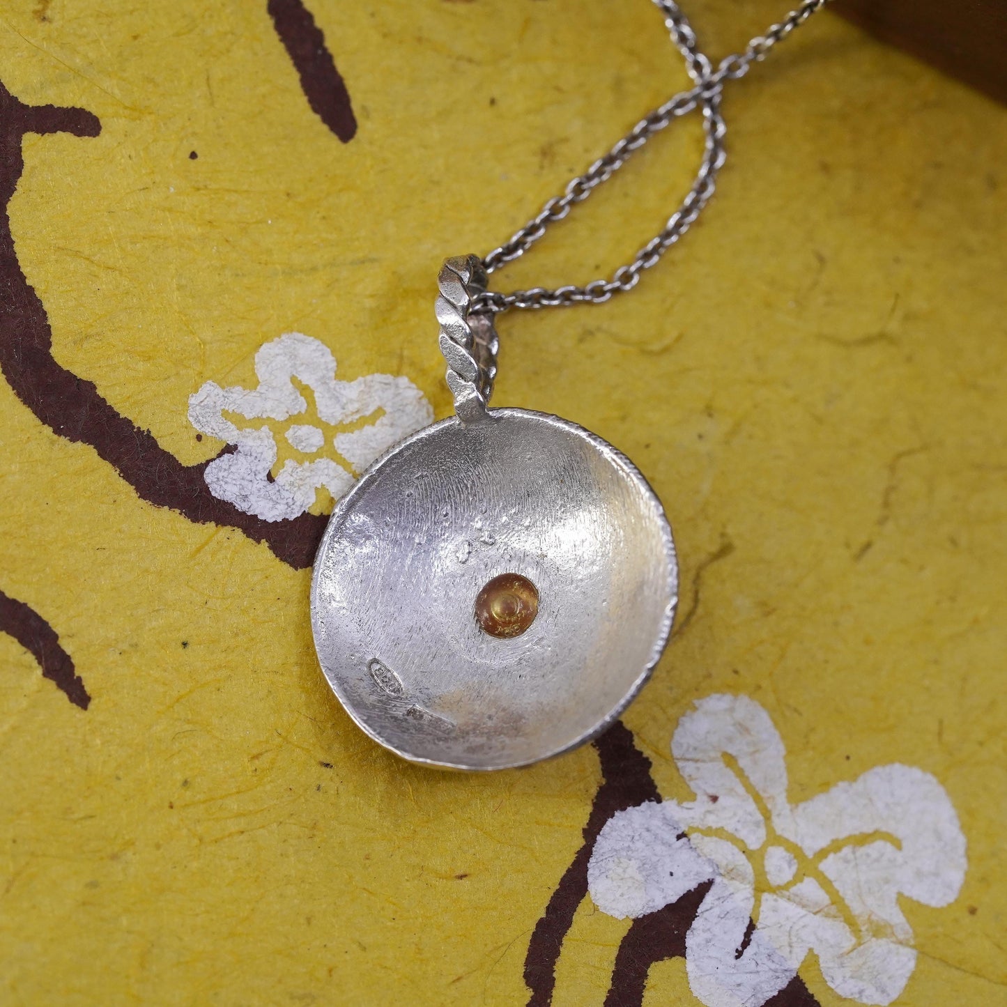 18", sterling silver necklace, 925 Circle chain with circle coral pendant