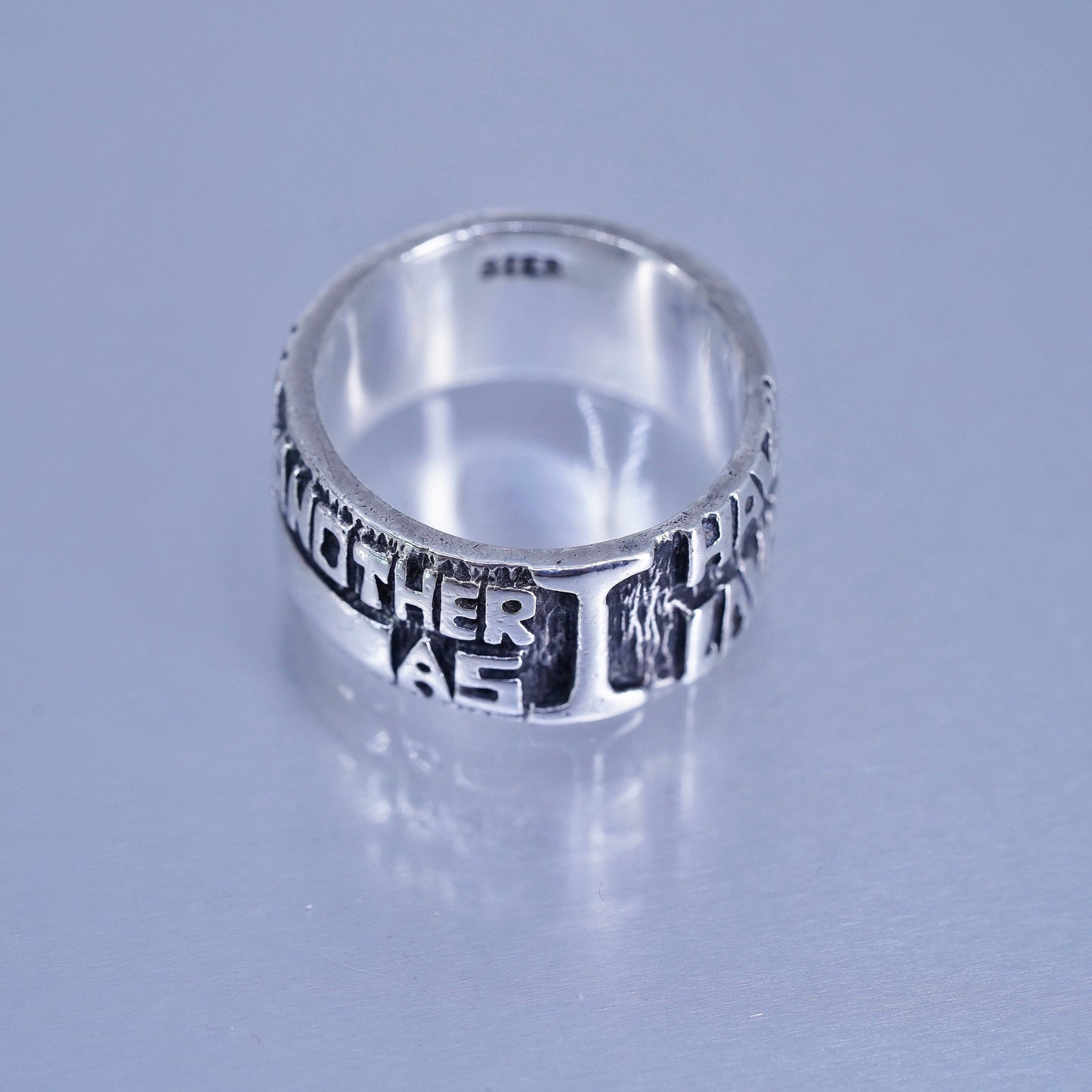 Size 10.5, Sterling 925 silver ring, “Love one another i have loved you” band