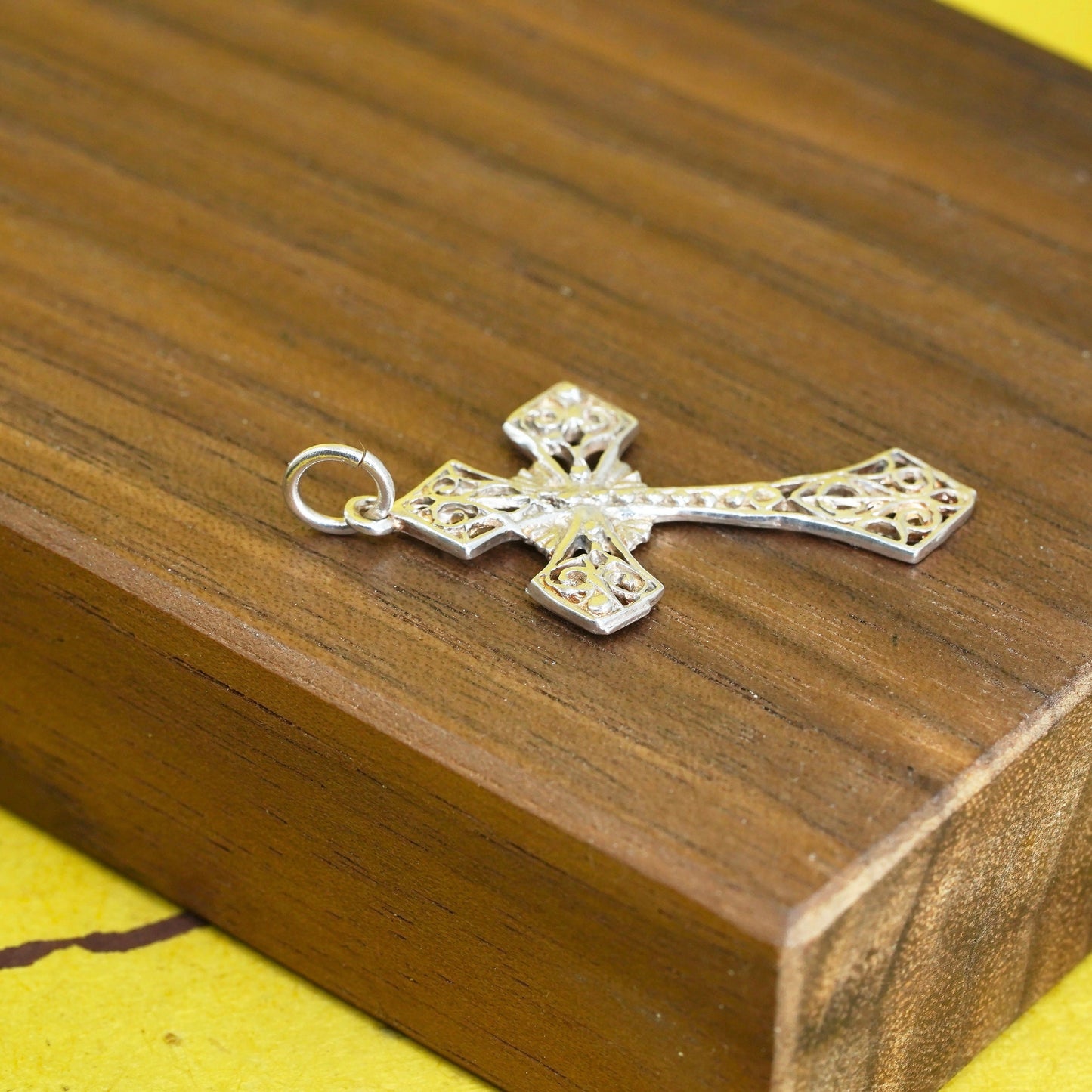 Vintage Sterling Silver Handmade Pendant, filigree 925 cross