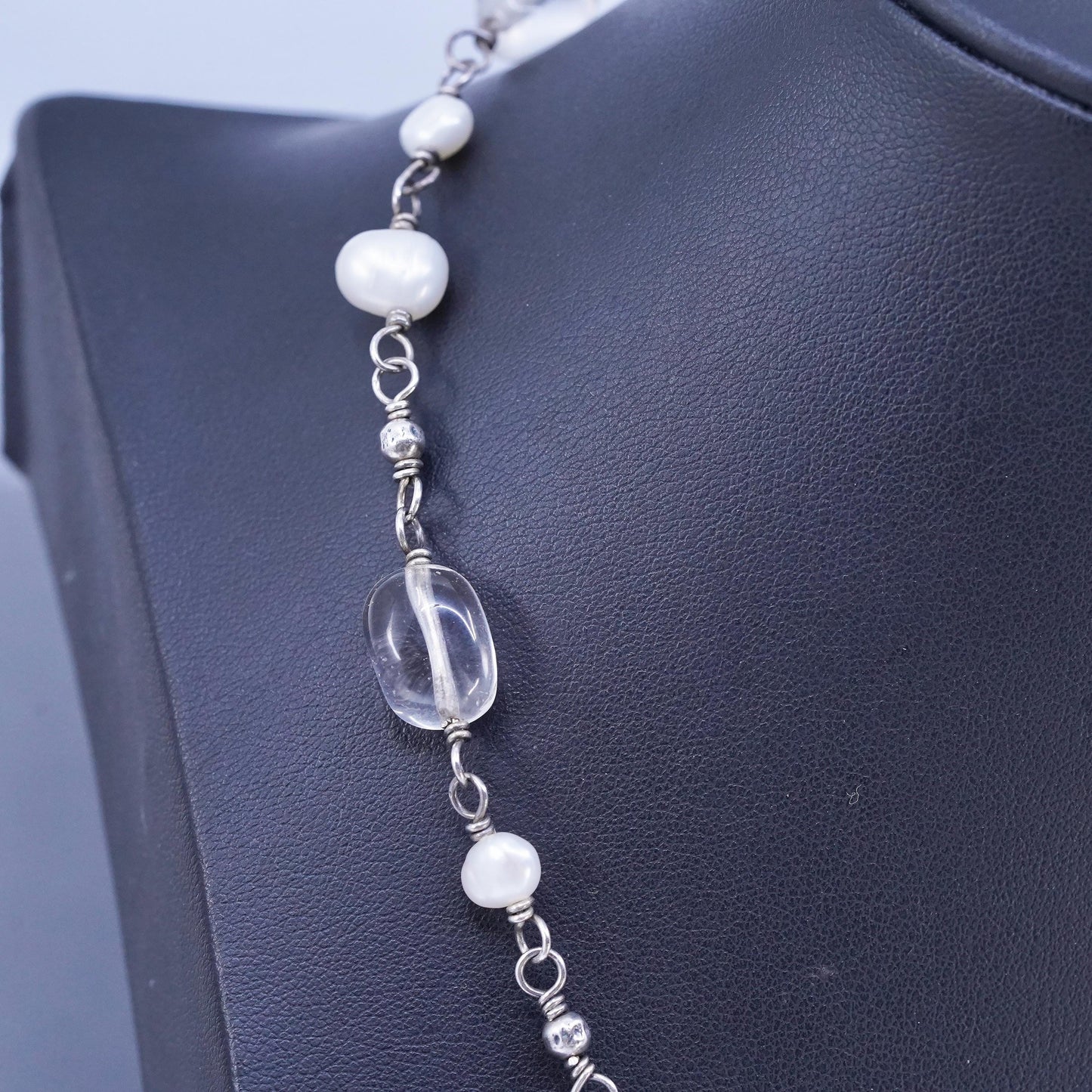 16+2", Silpada Sterling Silver Freshwater Pearl Crystal Necklace N1602 TS6330