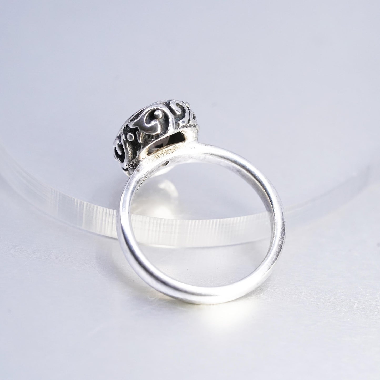 Size 9.25, Silpada Sterling 925 silver Oval Smoky Quartz Scroll Ring,, R1384