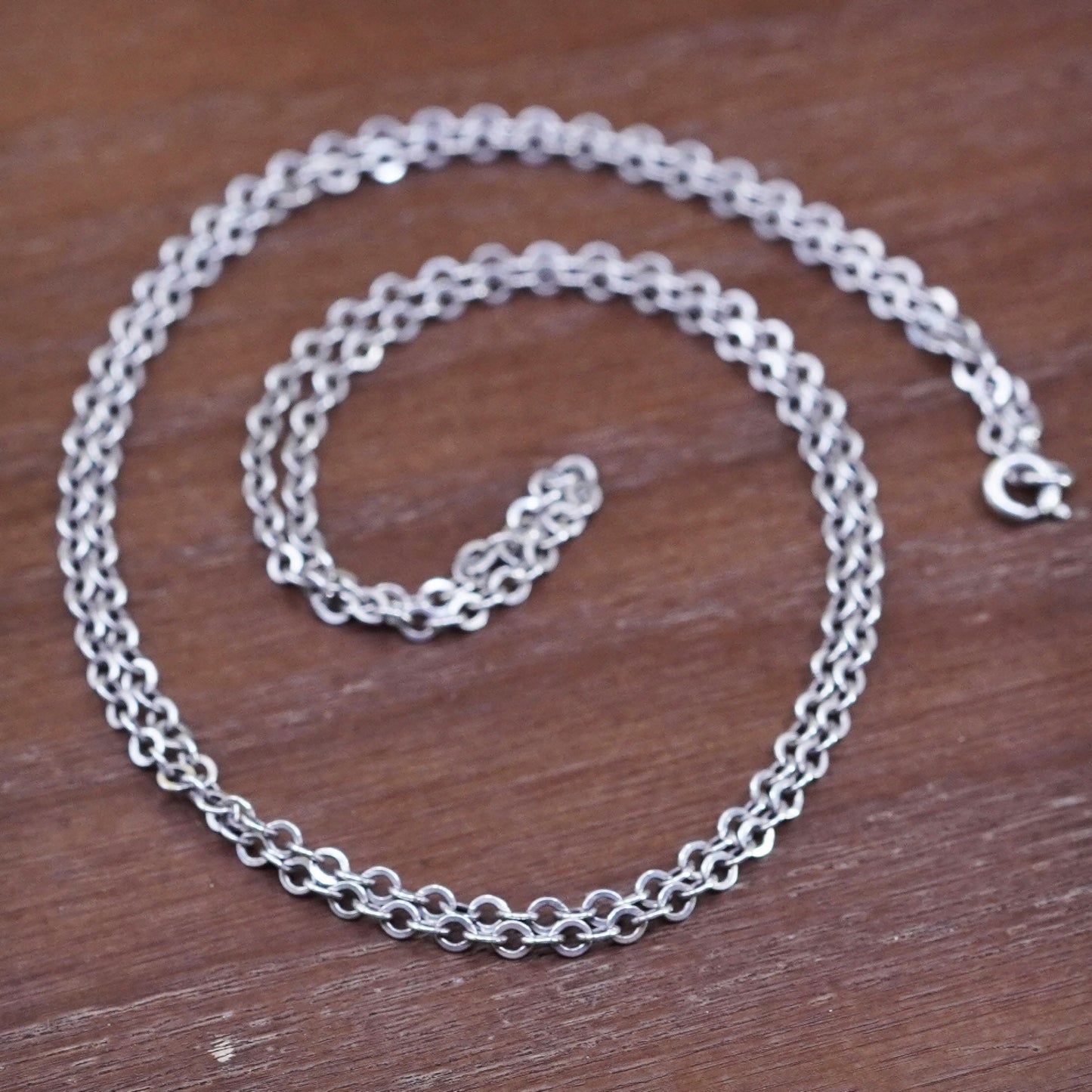24”, 2mm, vintage Sterling silver necklace, 925 flatten circle link chain