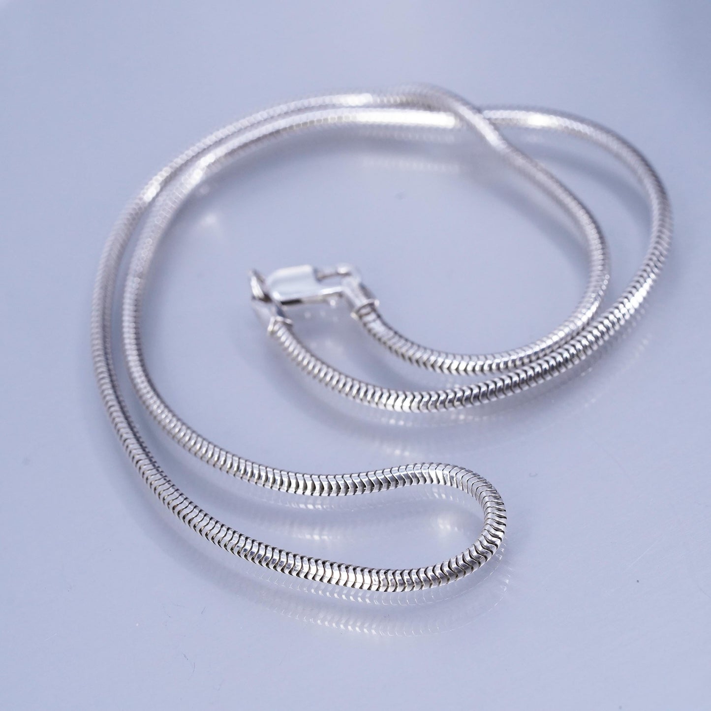 18” 2mm, vintage Italian Sterling 925 silver snake chain necklace