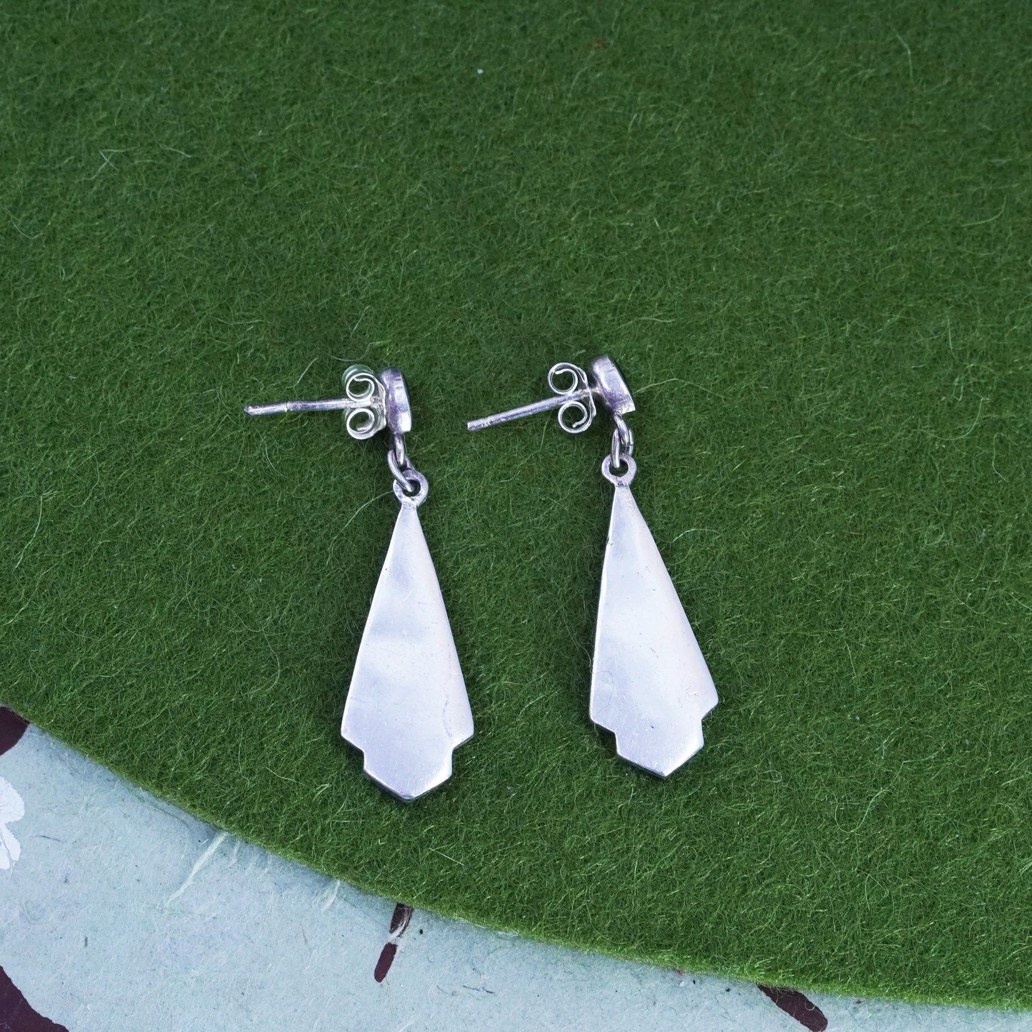 Vintage sterling 925 silver handmade earrings with onyx beads