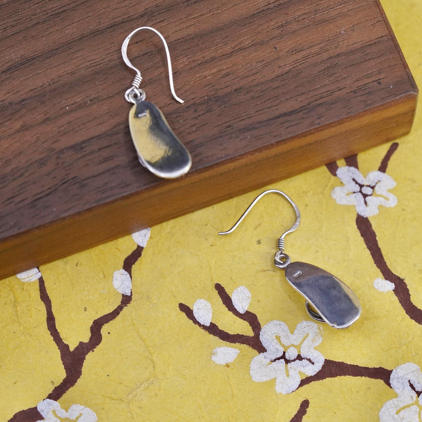 Vintage Sterling silver handmade earrings, 925 sandal shoe drops